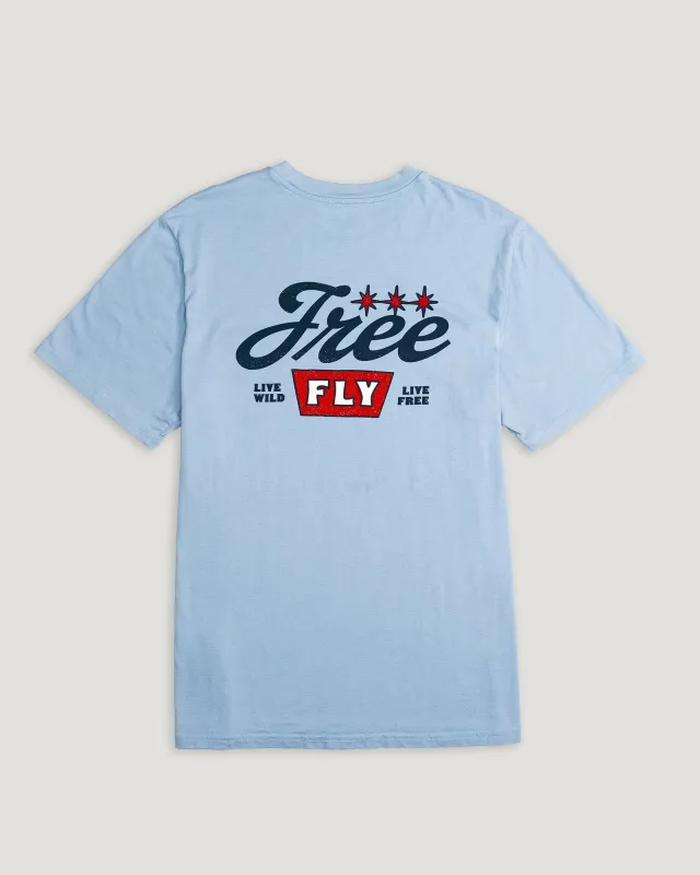 Throwback Americana Pocket Tee - Sky Blue made by Free Fly Apparel