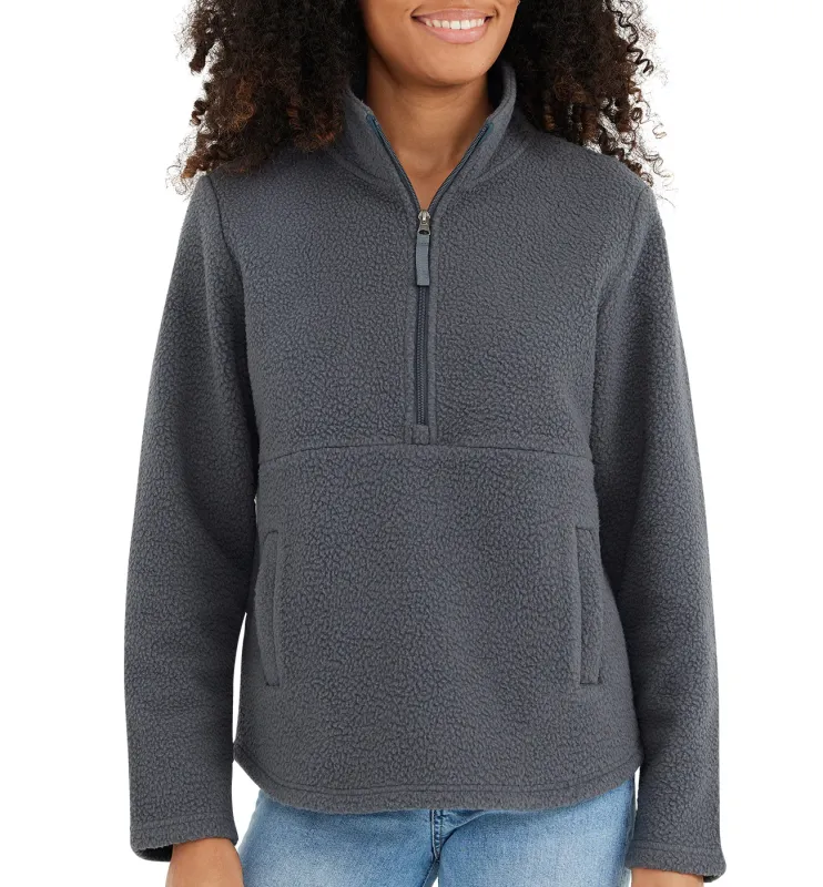 Women's Bamboo Sherpa Fleece Half Zip - Iron Grey made by Free Fly Apparel