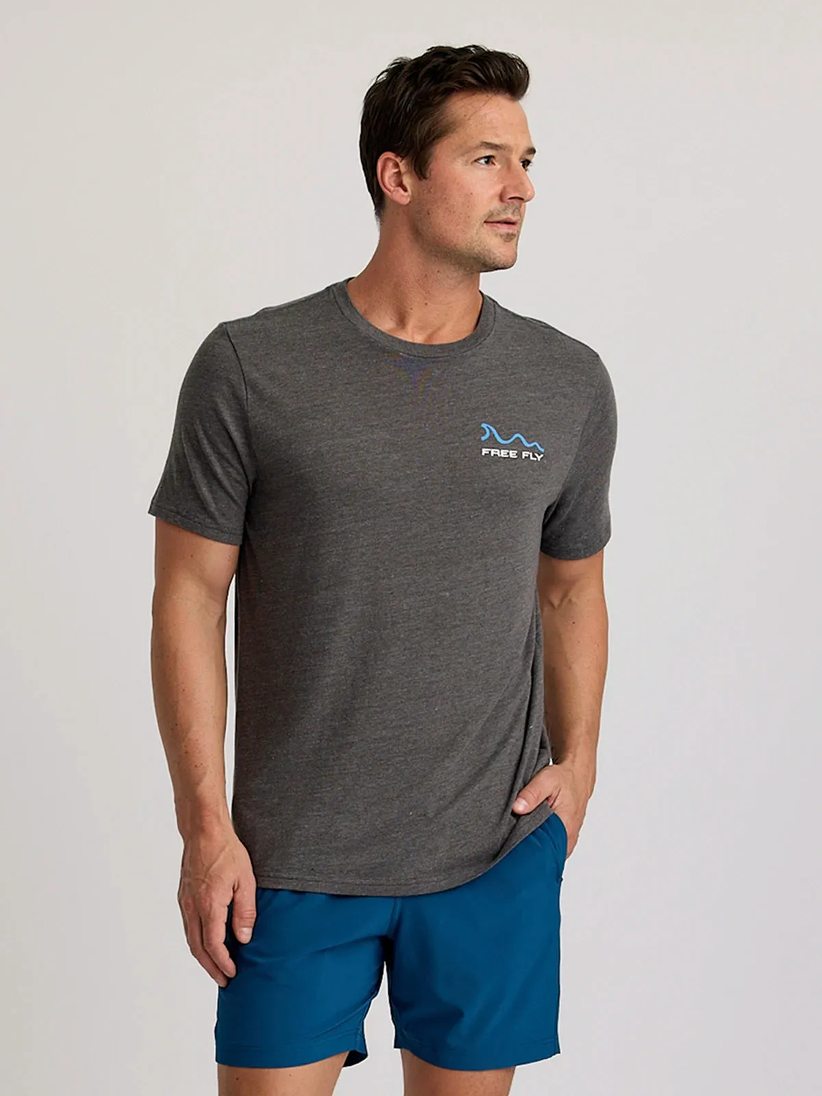 Downshore Tee - Heather Black Sand sold by Free Fly Apparel product image thumbnail 2