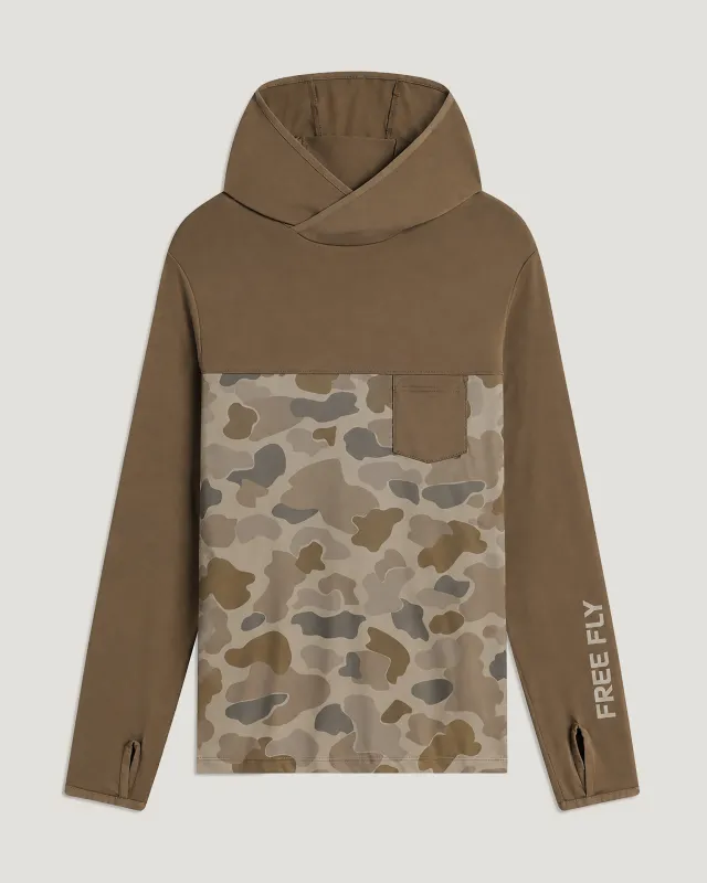 Men's Bamboo Hybrid Hoodie - Canyon / Vintage Camo Desert Tan made by Free Fly Apparel