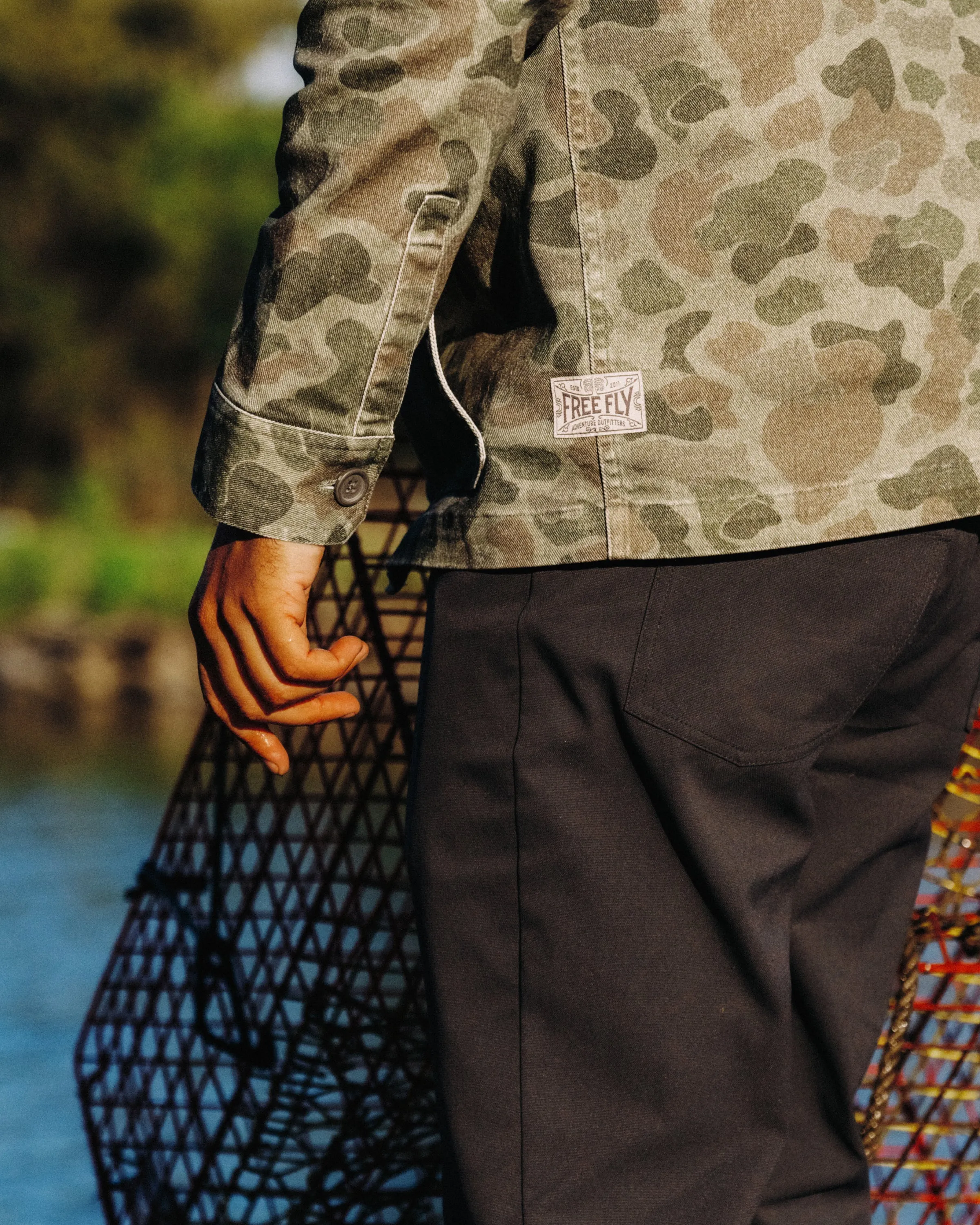 Men's Folly Twill Chore Coat - Vintage Camo Oil Green sold by Free Fly Apparel product image thumbnail 5