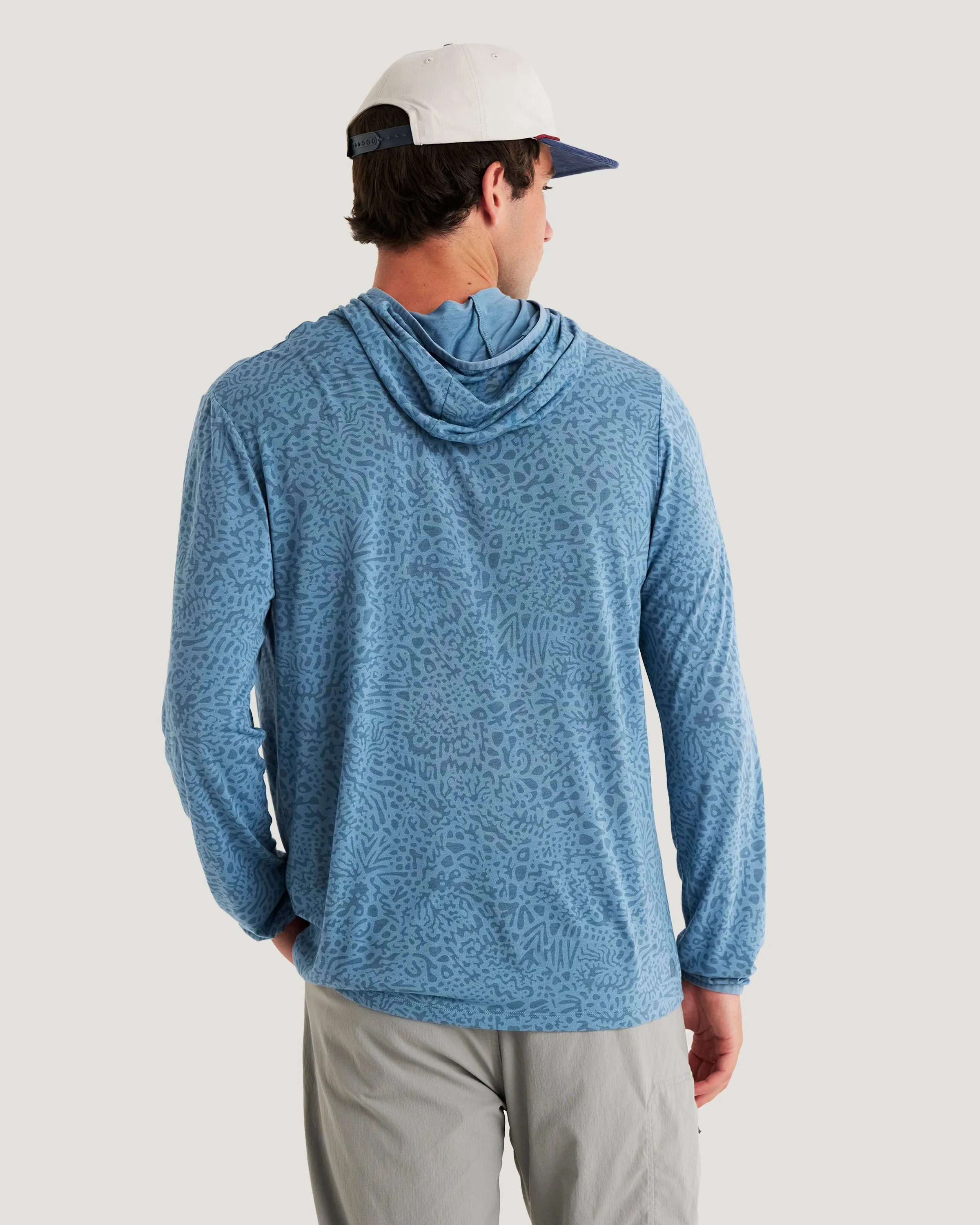 Men's Bamboo Lightweight Hoodie - Drifter Print Windward Blue sold by Free Fly Apparel product image thumbnail 4