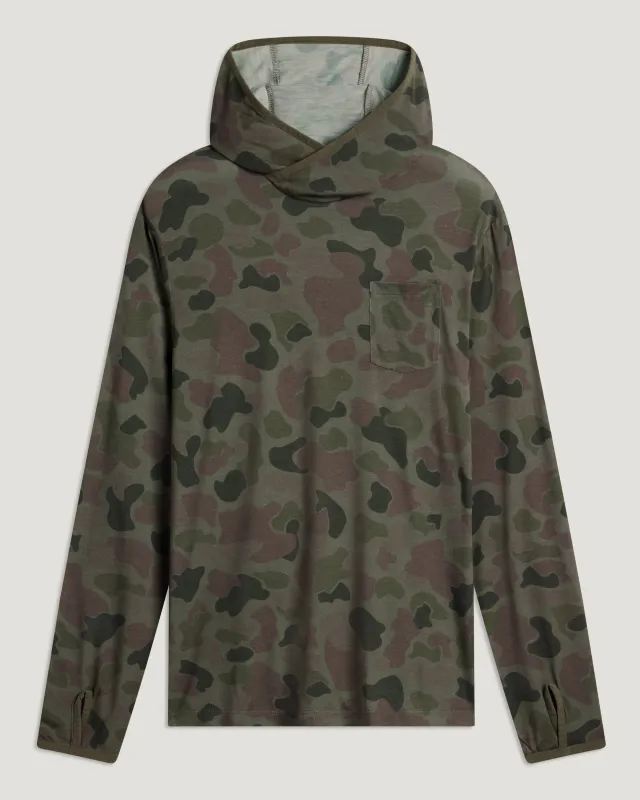 Men's Bamboo Lightweight Hoodie - Vintage Camo Oil Green made by Free Fly Apparel