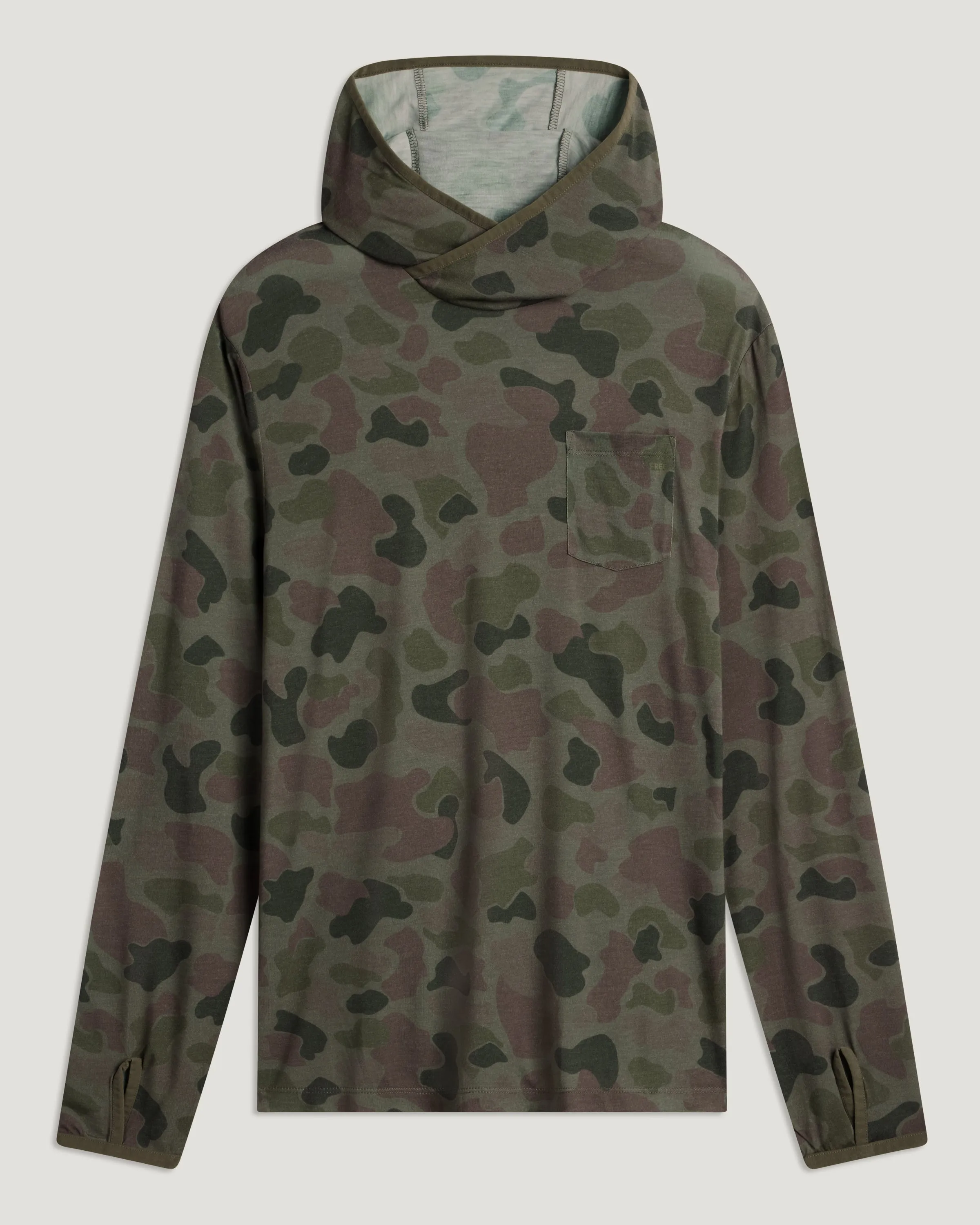 Men's Bamboo Lightweight Hoodie - Vintage Camo Oil Green sold by Free Fly Apparel
