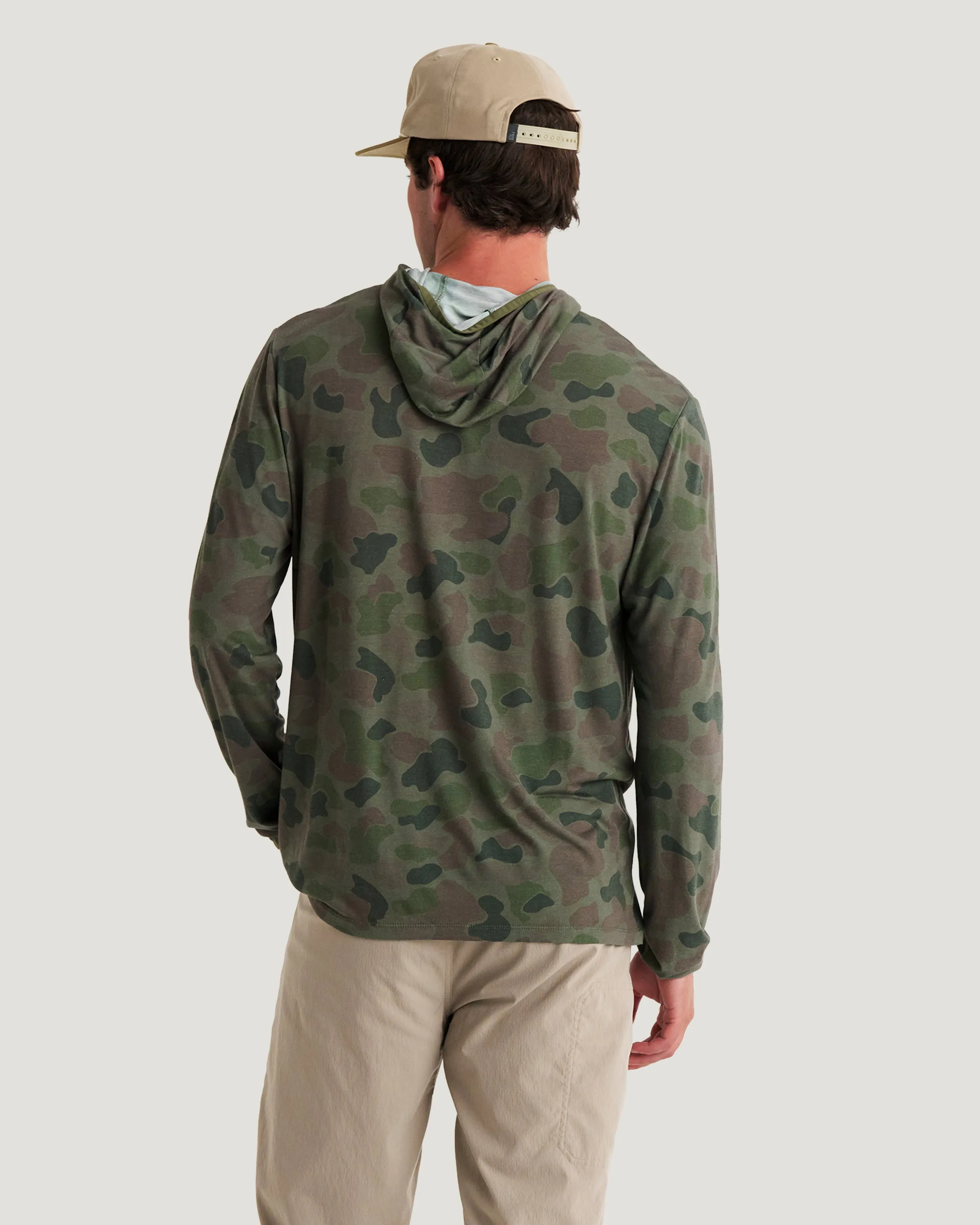 Men's Bamboo Lightweight Hoodie - Vintage Camo Oil Green sold by Free Fly Apparel product image thumbnail 4