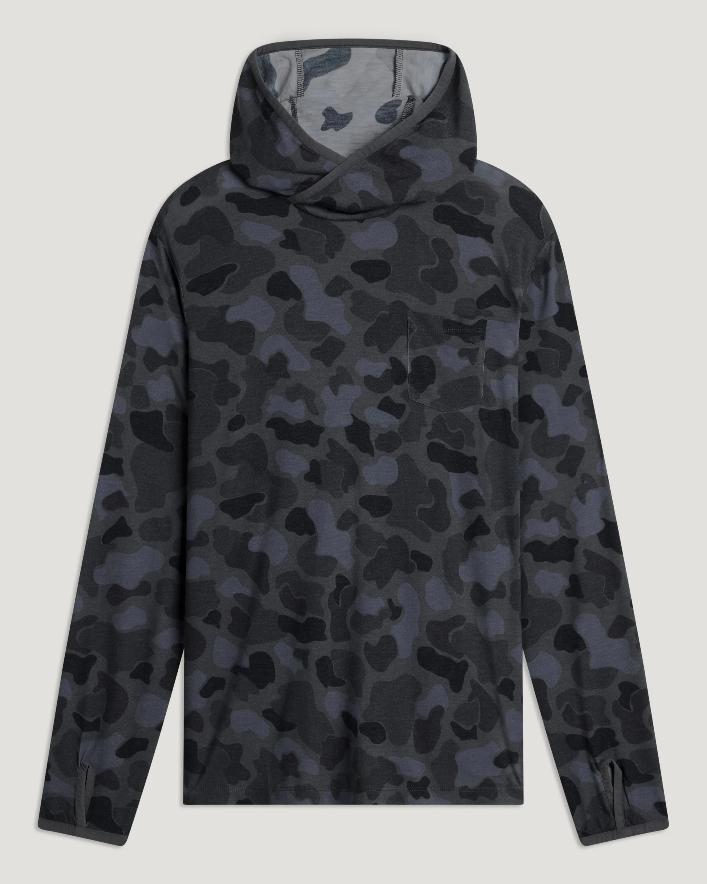 Men's Bamboo Lightweight Hoodie - Vintage Camo Black sold by Free Fly Apparel
