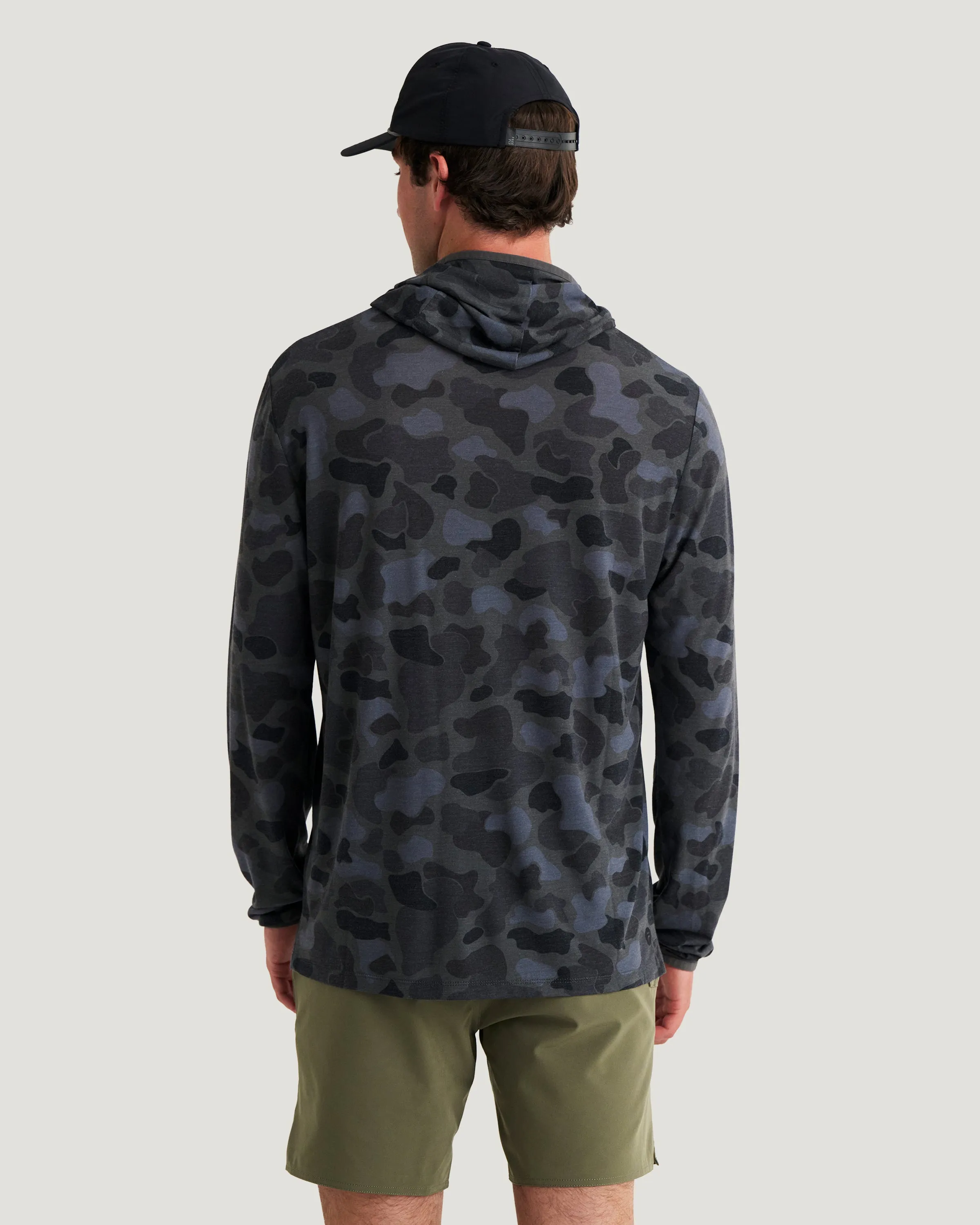 Men's Bamboo Lightweight Hoodie - Vintage Camo Black sold by Free Fly Apparel product image thumbnail 4