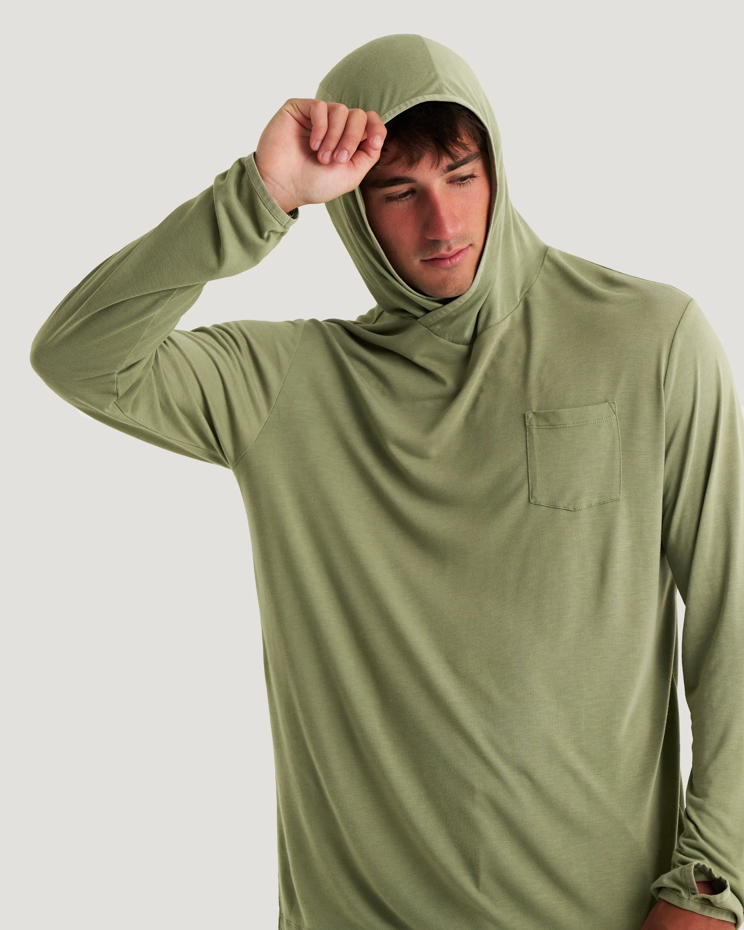 Men's Bamboo Lightweight Hoodie - Oil Green sold by Free Fly Apparel product image thumbnail 4