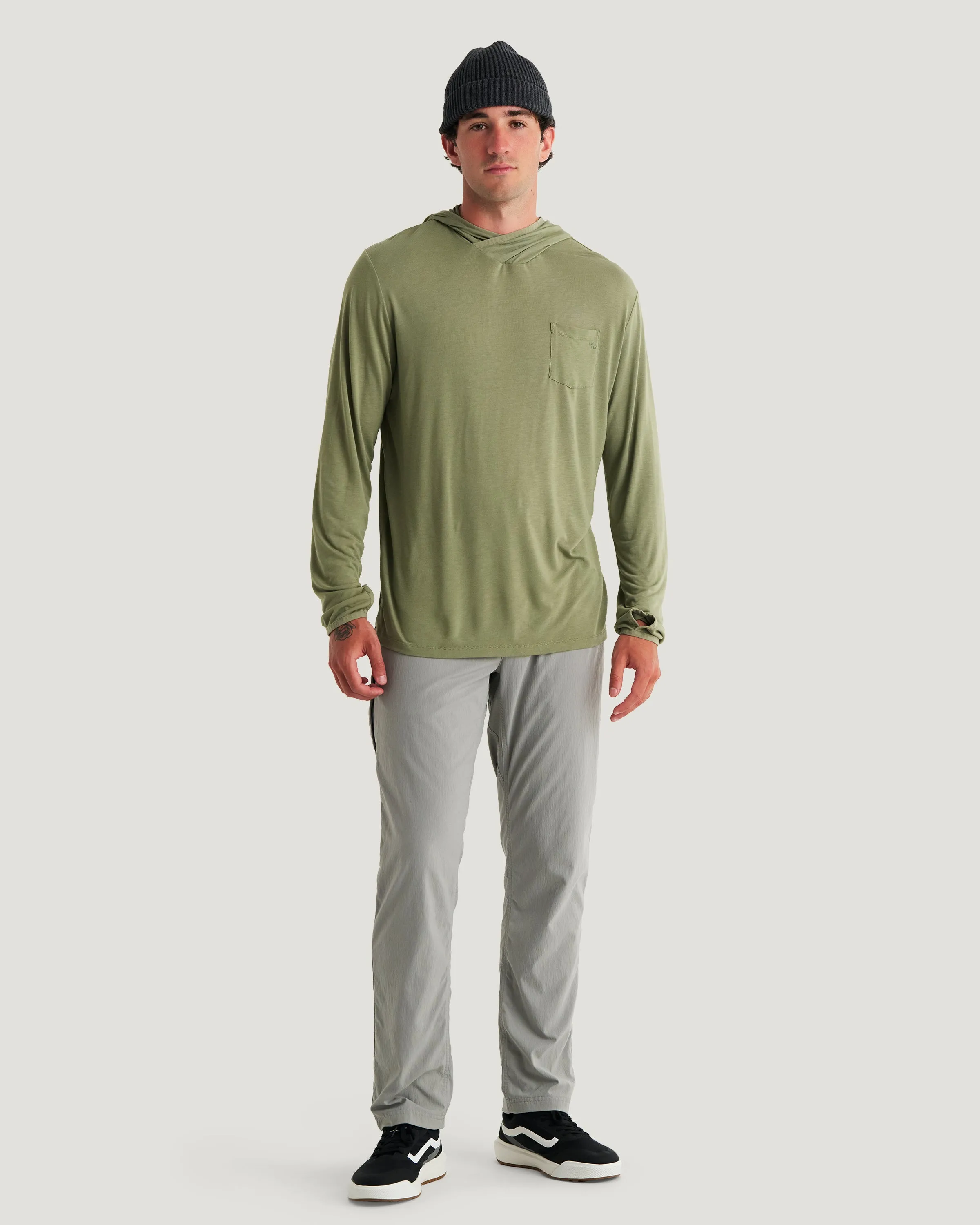 Men's Bamboo Lightweight Hoodie - Oil Green sold by Free Fly Apparel product image thumbnail 5