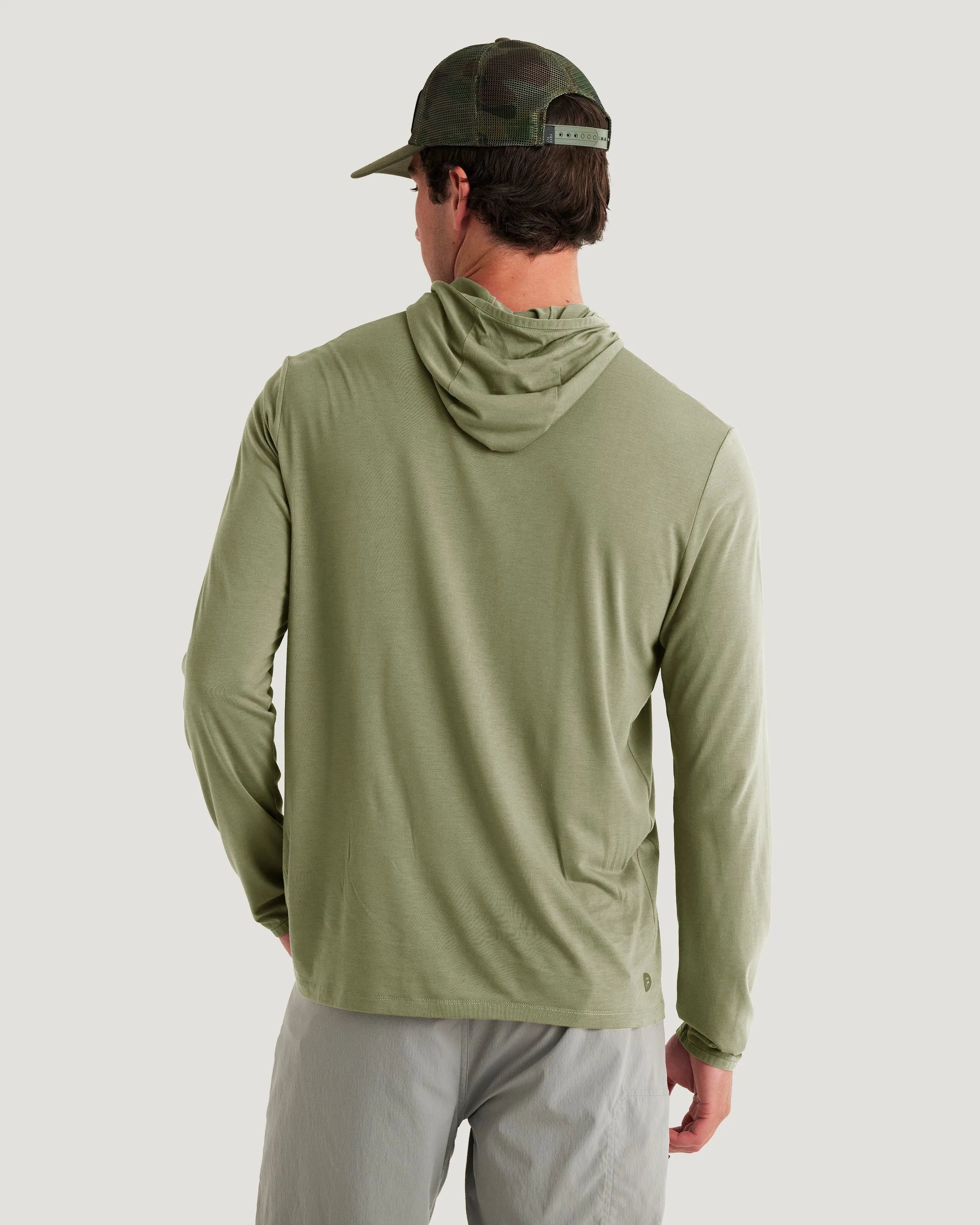 Men's Bamboo Lightweight Hoodie - Oil Green sold by Free Fly Apparel product image thumbnail 3