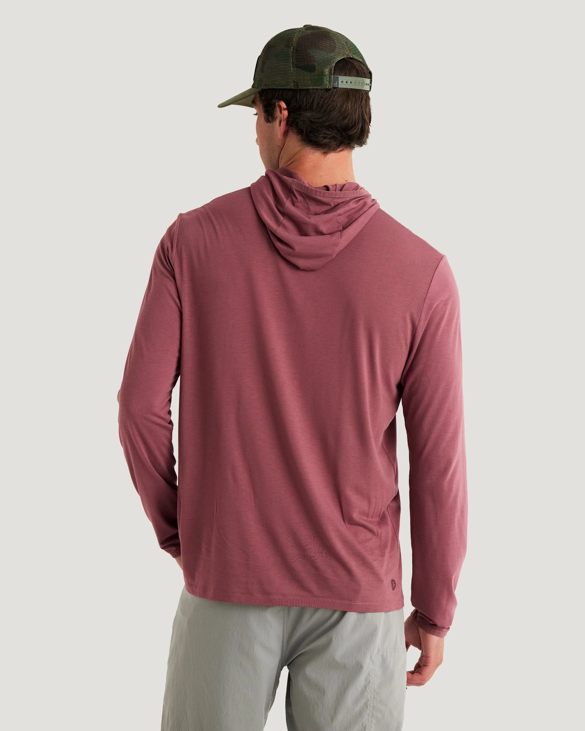 Men's Bamboo Lightweight Hoodie - Plum sold by Free Fly Apparel product image thumbnail 4