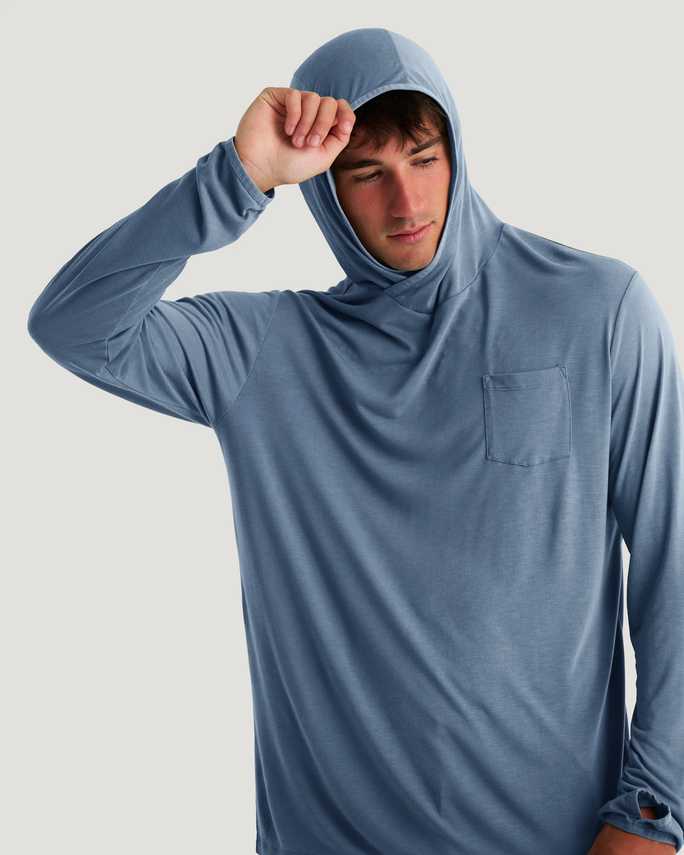 Men's Bamboo Lightweight Hoodie - Pacific Blue sold by Free Fly Apparel product image thumbnail 4