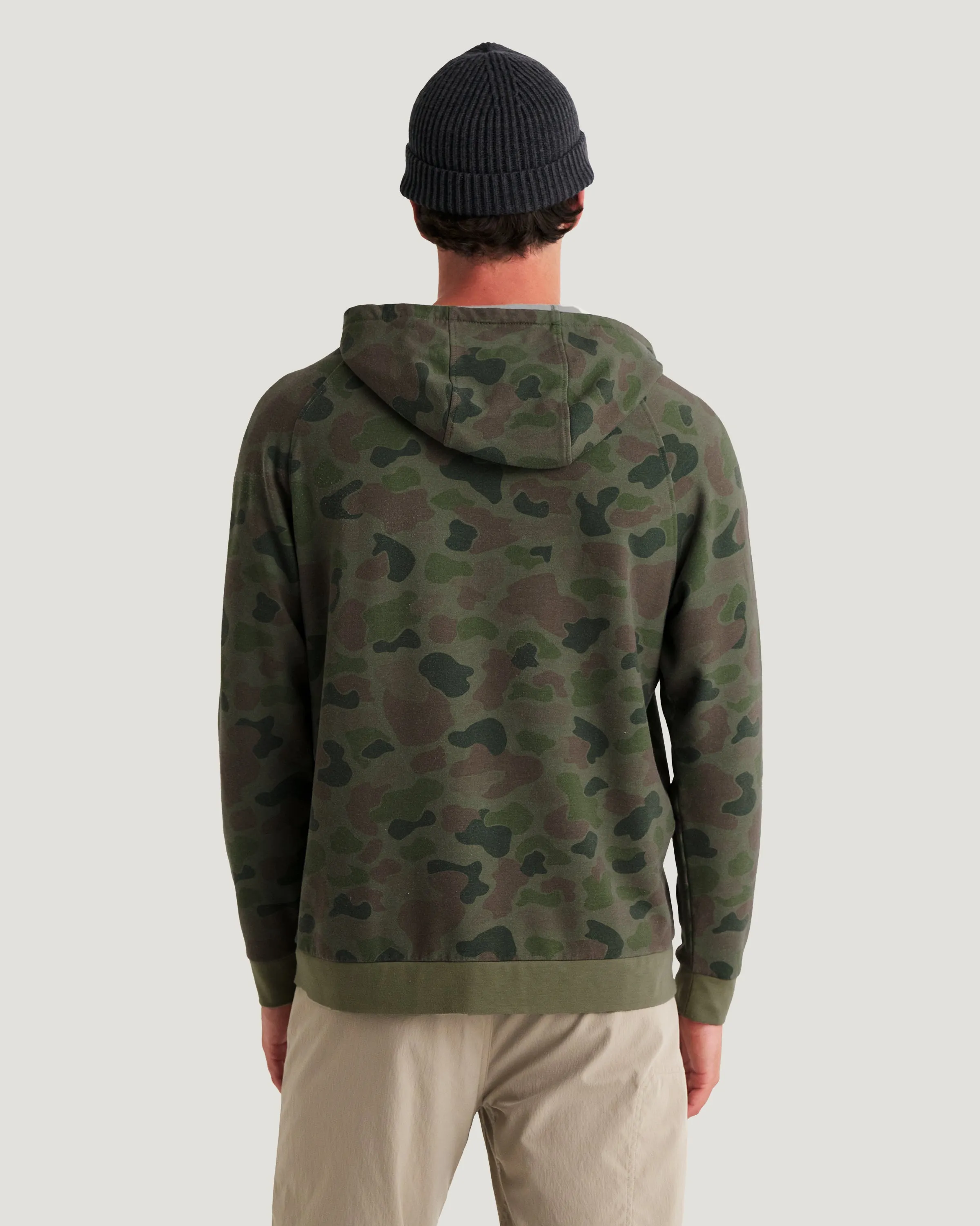 Men's Bamboo Lightweight Fleece Hoodie - Vintage Camo Oil Green sold by Free Fly Apparel product image thumbnail 4