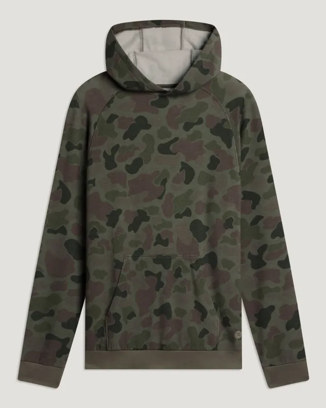 Men's Bamboo Lightweight Fleece Hoodie - Vintage Camo Oil Green made by Free Fly Apparel