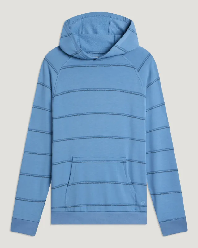 Men's Bamboo Lightweight Fleece Hoodie - Dash Double Stripe Windward Blue made by Free Fly Apparel