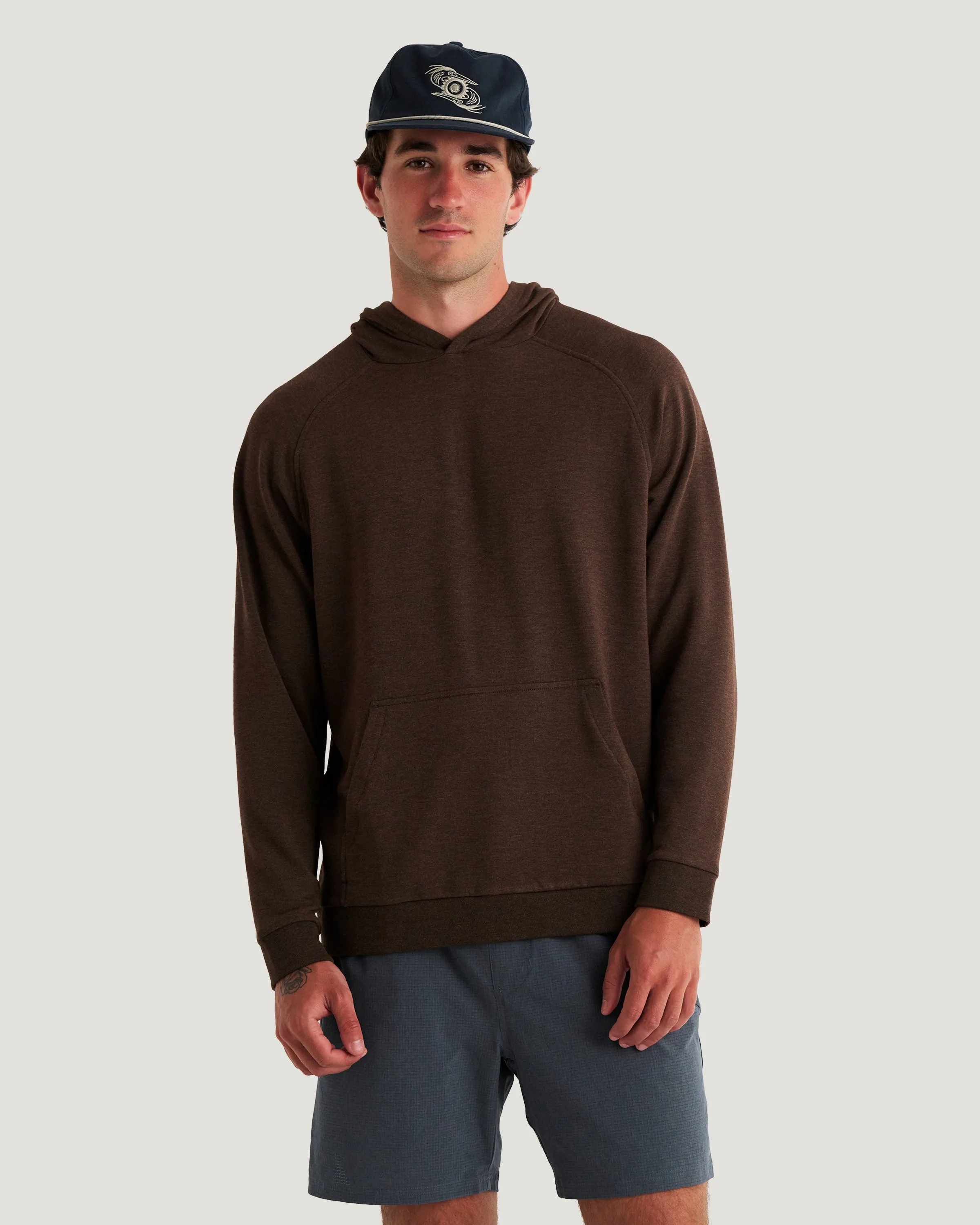 Men's Bamboo Lightweight Fleece Hoodie - Heather Dark Brown sold by Free Fly Apparel product image thumbnail 3