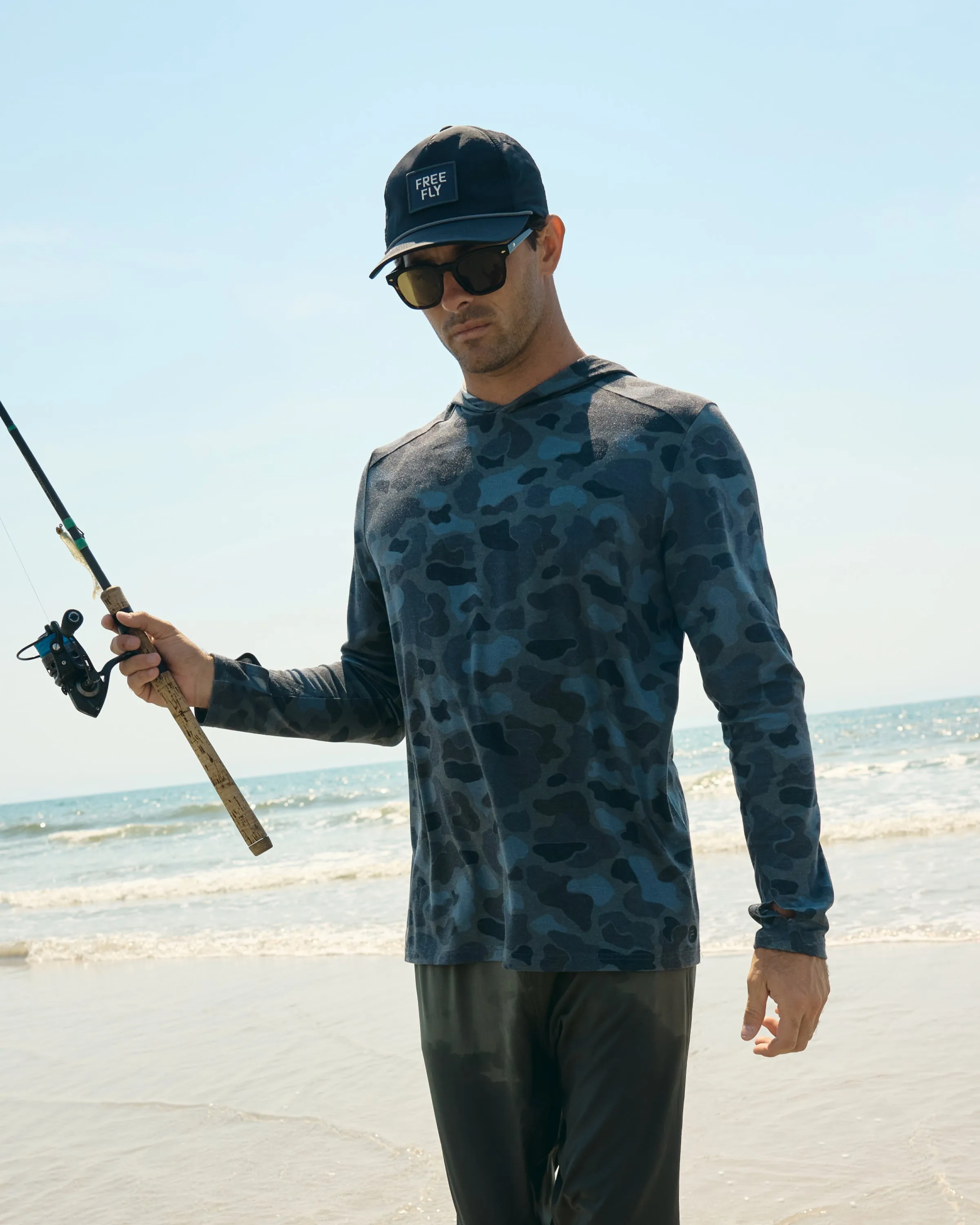 Men's Bamboo Shade Hoodie - Vintage Camo Black sold by Free Fly Apparel product image thumbnail 2