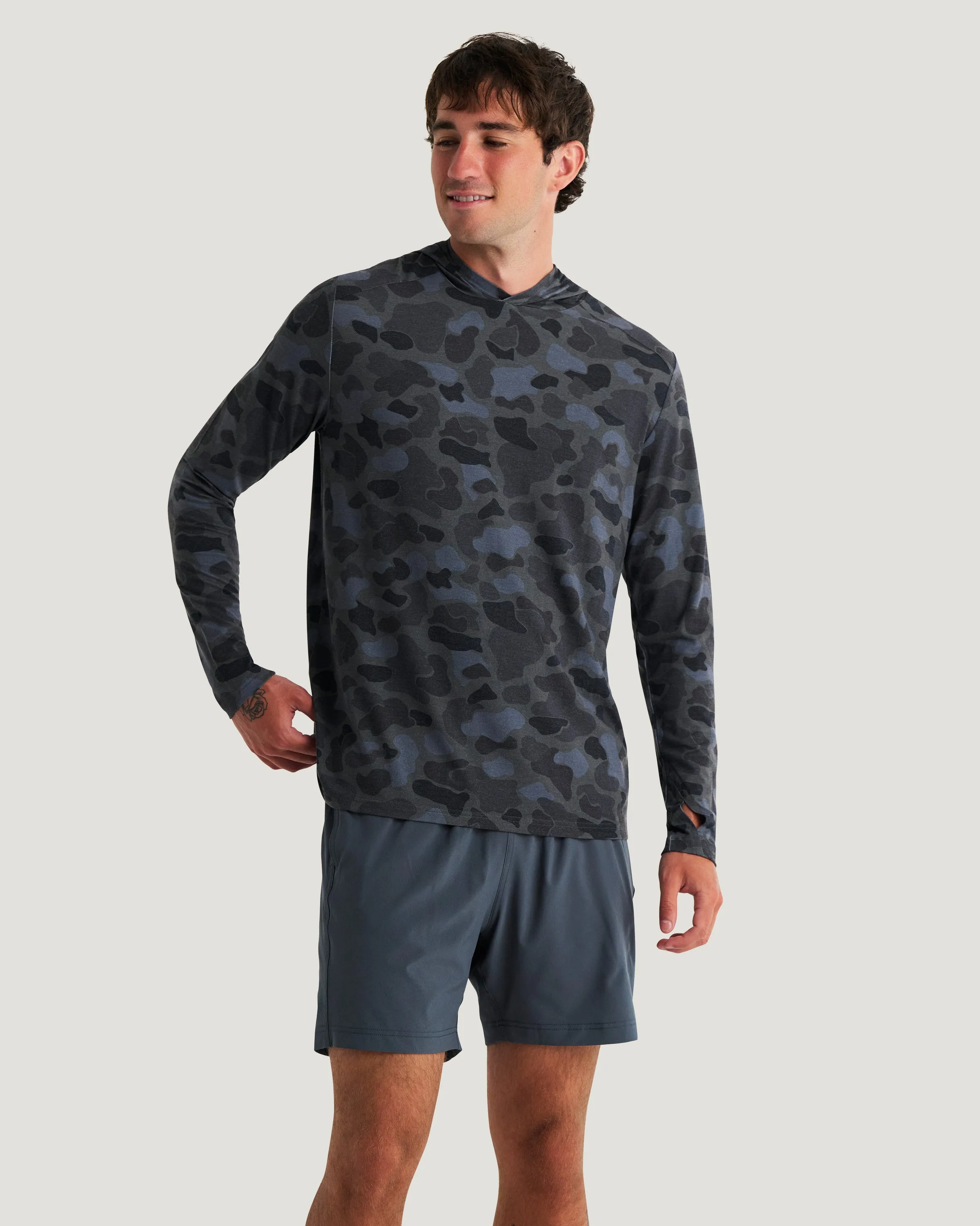 Men's Bamboo Shade Hoodie - Vintage Camo Black sold by Free Fly Apparel product image thumbnail 3