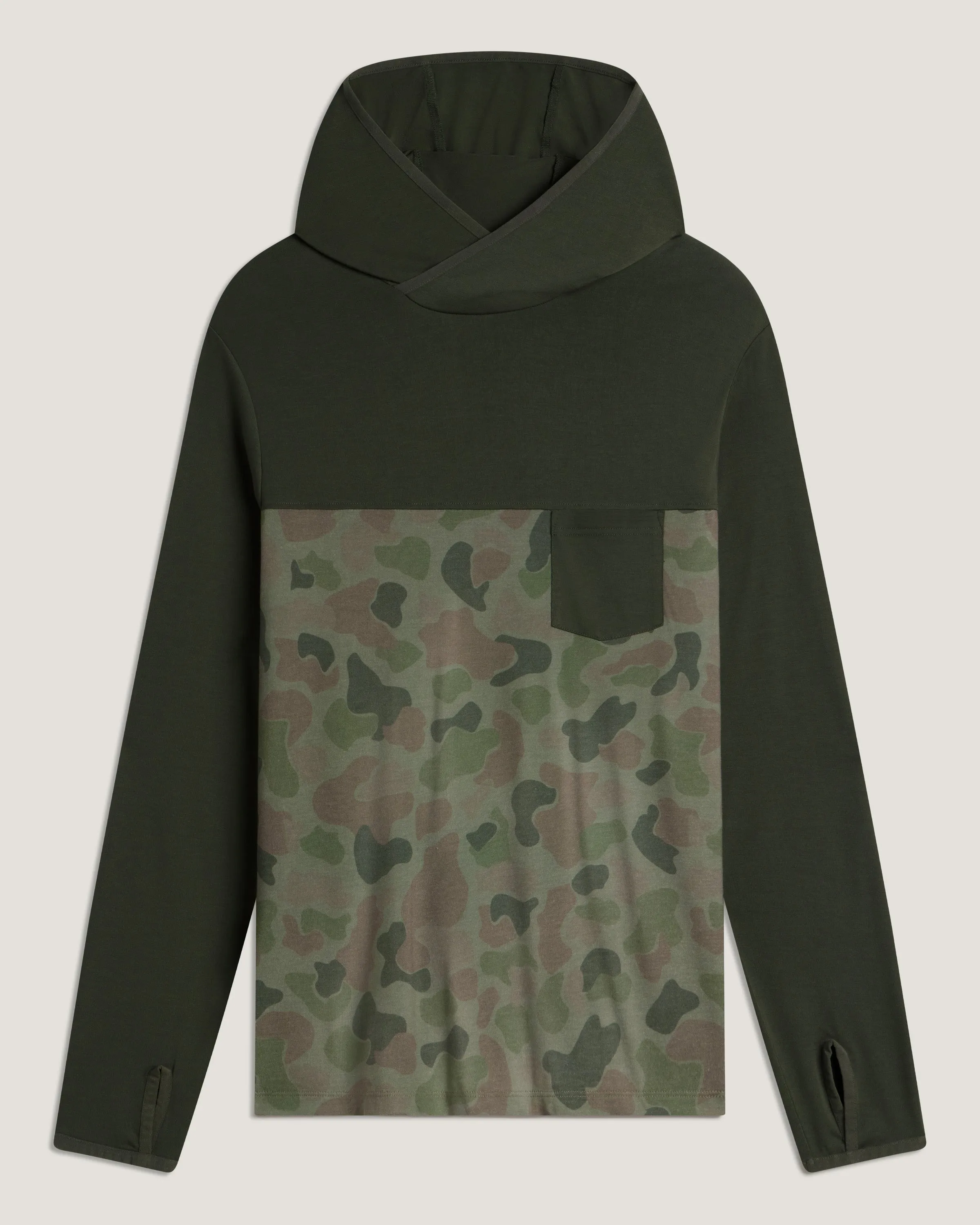 Men's Bamboo Hybrid Hoodie - Dark Forest / Vintage Camo Oil Green sold by Free Fly Apparel