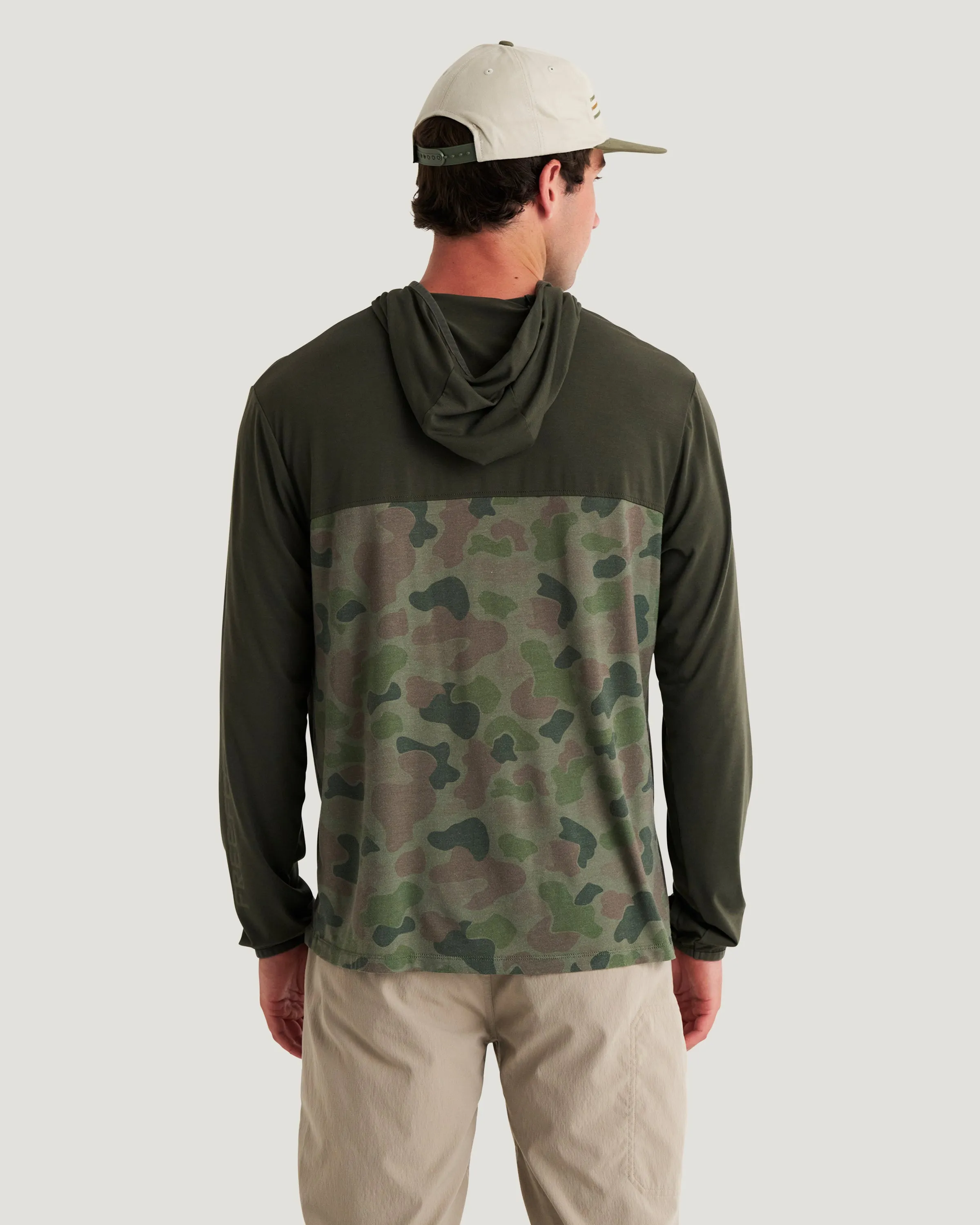Men's Bamboo Hybrid Hoodie - Dark Forest / Vintage Camo Oil Green sold by Free Fly Apparel product image thumbnail 4