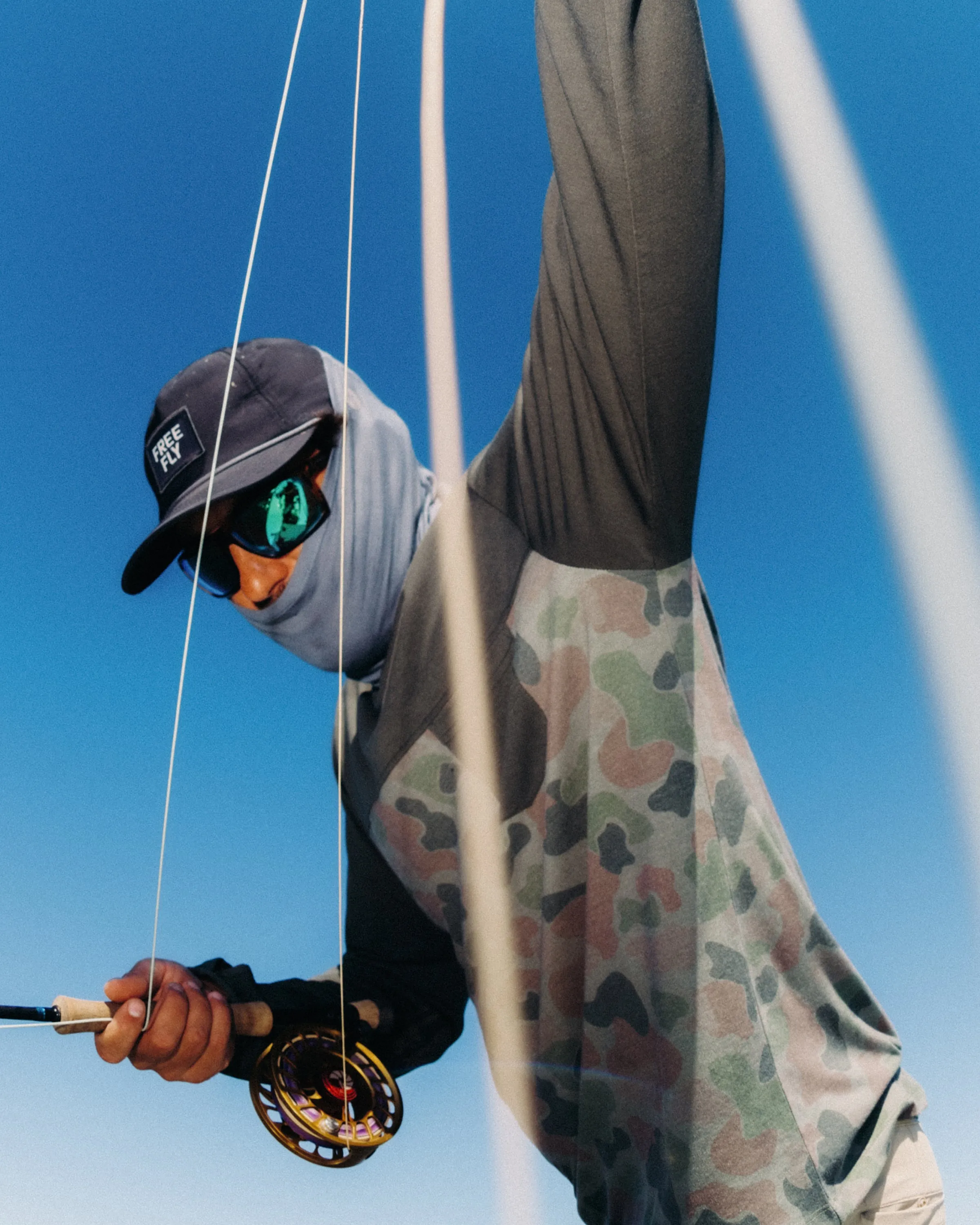 Men's Bamboo Hybrid Hoodie - Dark Forest / Vintage Camo Oil Green sold by Free Fly Apparel product image thumbnail 2