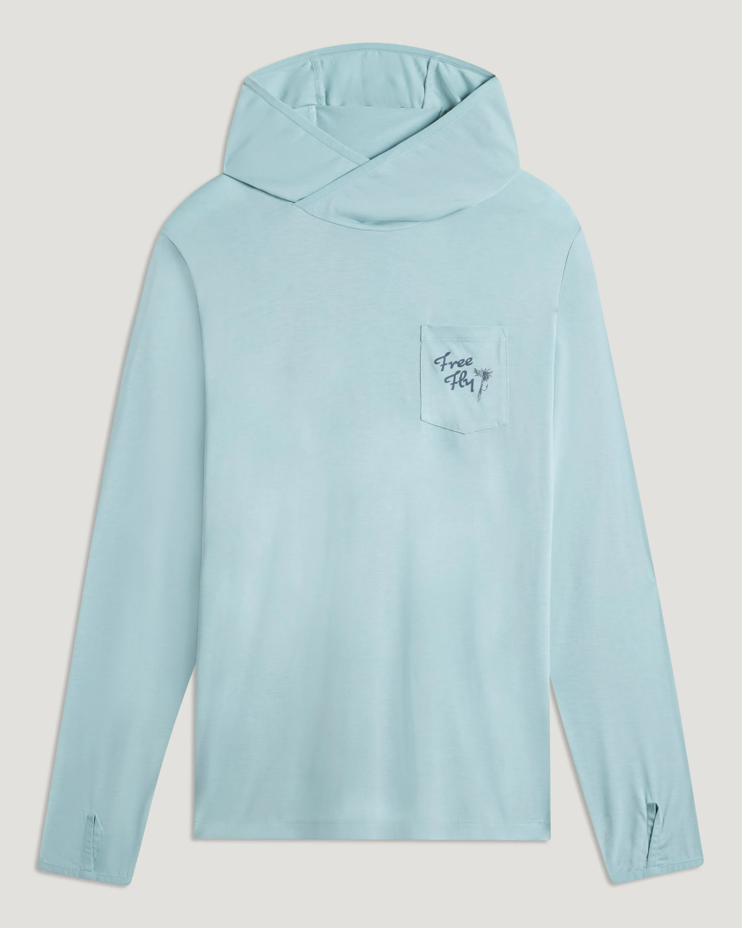 Men's Bamboo Lightweight Graphic Hoodie - Trout Bum Ocean Mist sold by Free Fly Apparel product image thumbnail 3