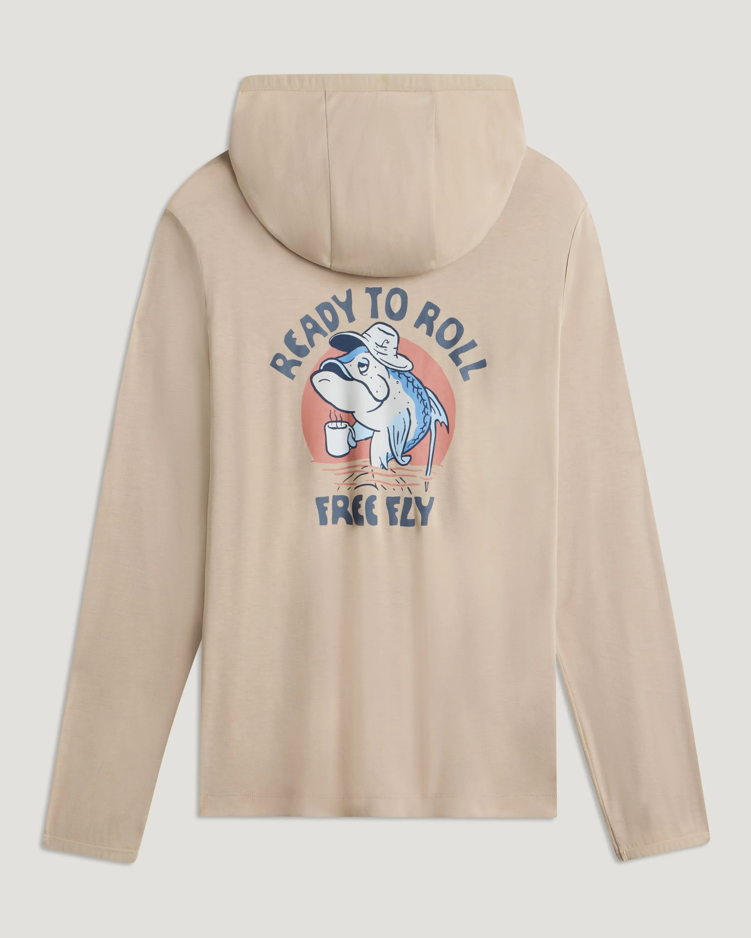 Men's Bamboo Lightweight Graphic Hoodie - Ready To Roll Desert Tan sold by Free Fly Apparel