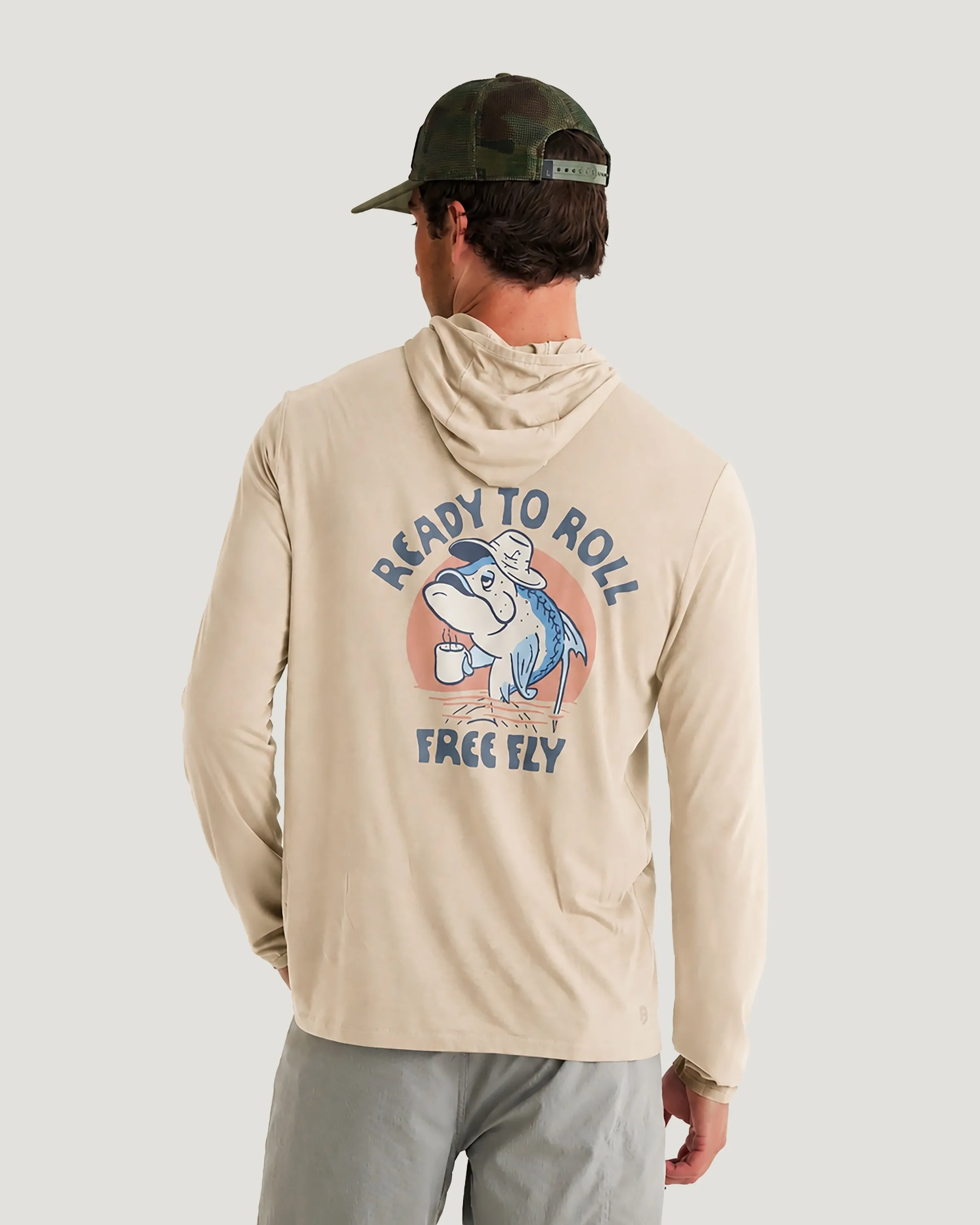 Men's Bamboo Lightweight Graphic Hoodie - Ready To Roll Desert Tan sold by Free Fly Apparel product image thumbnail 2