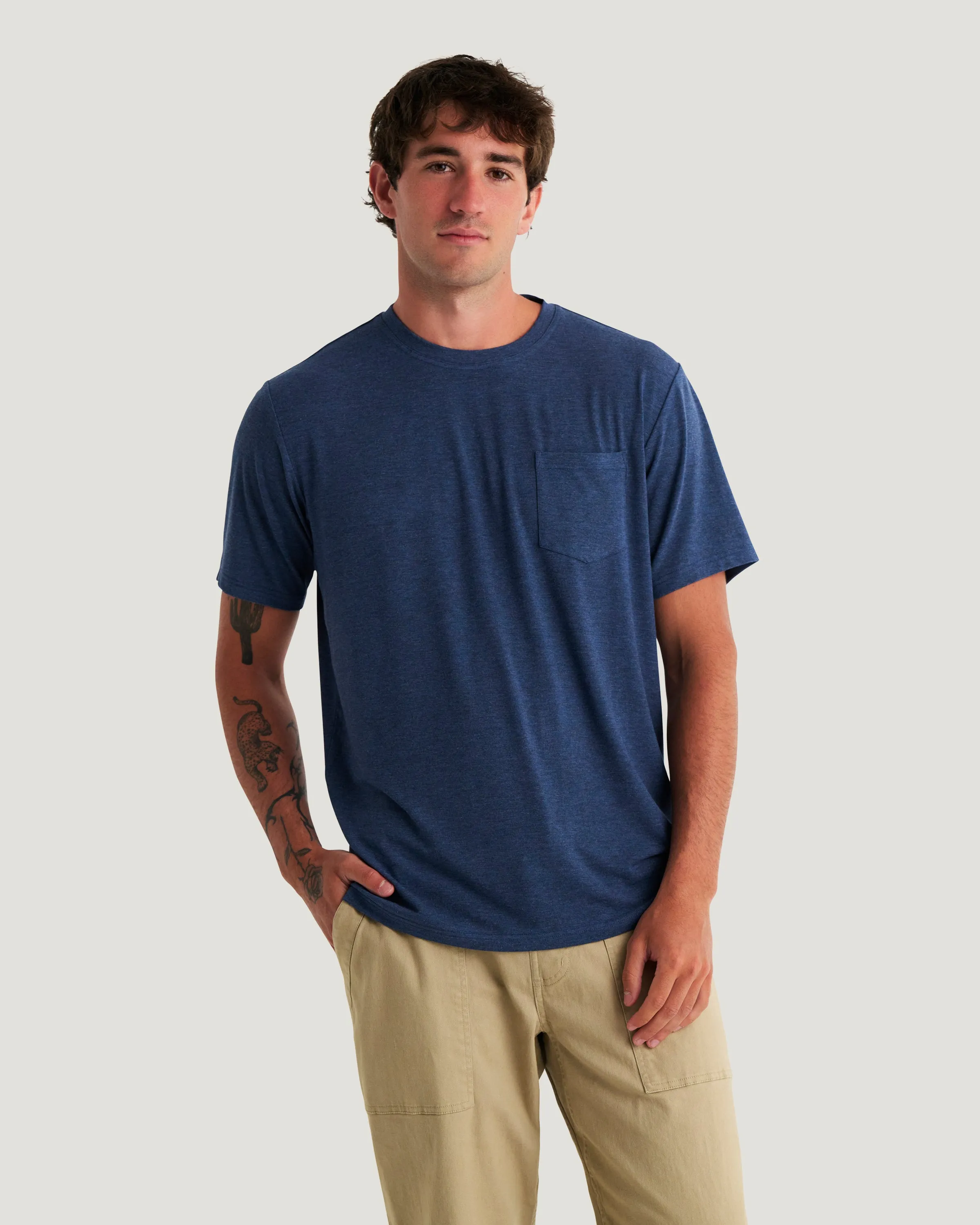 Men's Bamboo Flex Pocket Tee - Heather True Navy sold by Free Fly Apparel product image thumbnail 2