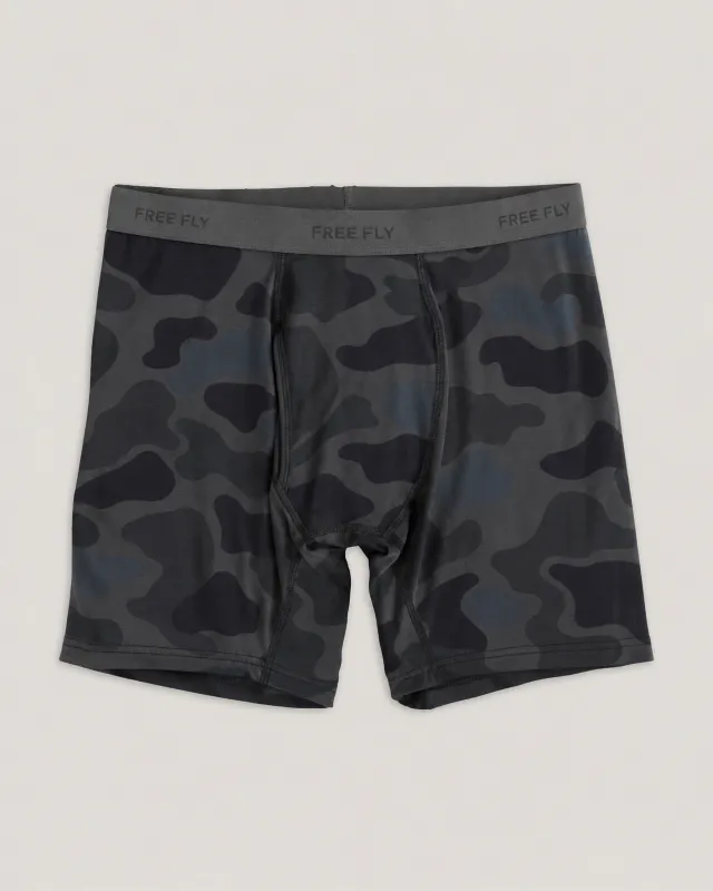 Men's Bamboo Motion Boxer Brief - Vintage Camo Black made by Free Fly Apparel