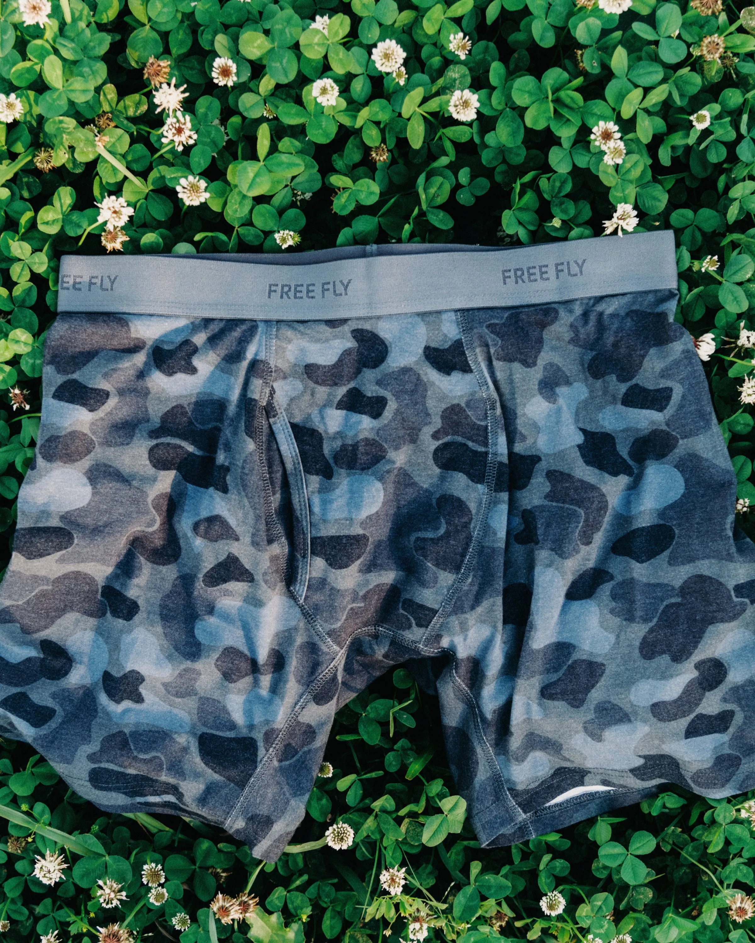 Men's Bamboo Motion Boxer Brief - Vintage Camo Oil Green sold by Free Fly Apparel product image thumbnail 3