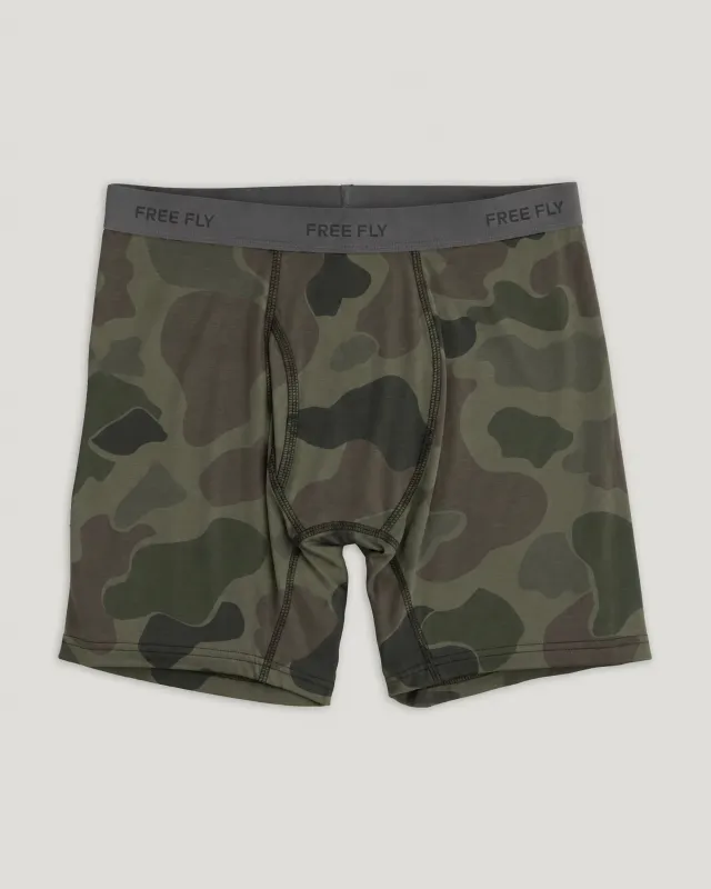 Men's Bamboo Motion Boxer Brief - Vintage Camo Oil Green made by Free Fly Apparel