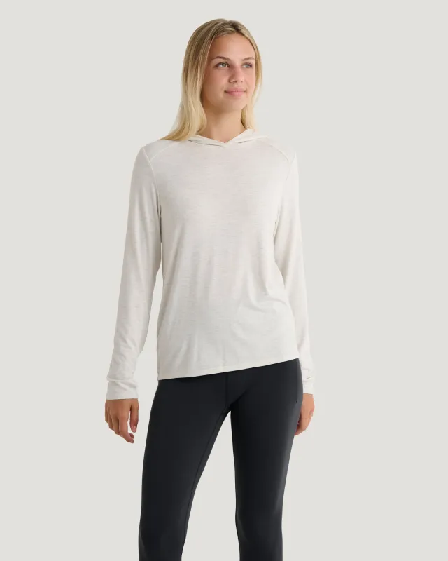 Women's Bamboo Shade Hoodie II - Off White Heather made by Free Fly Apparel