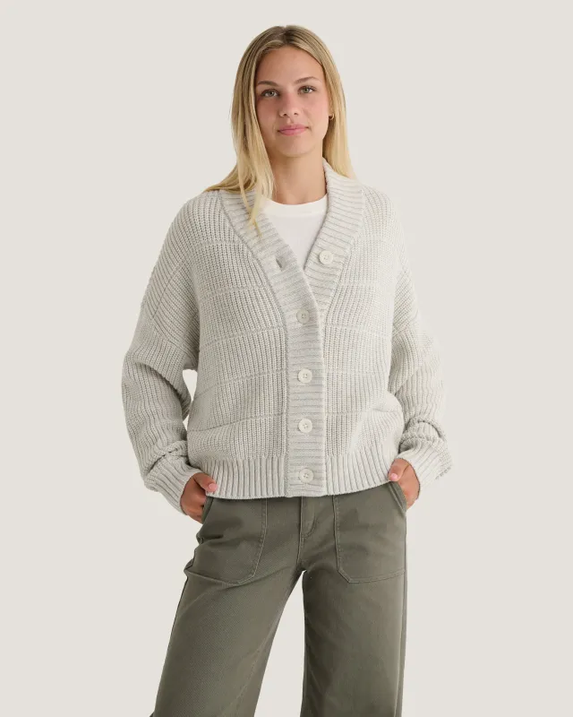 Women's Coastloom Cardigan Sweater - Off White Heather made by Free Fly Apparel