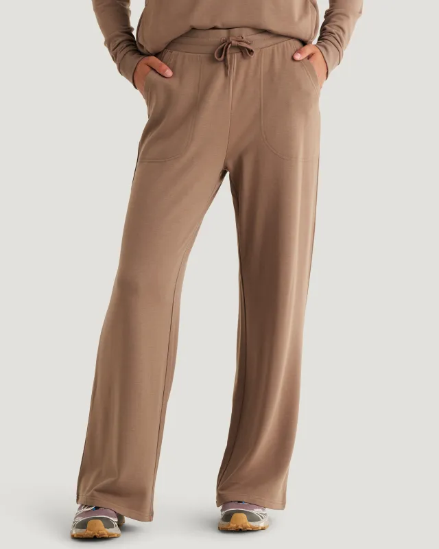 Women's Bamboo Lightweight Fleece Wide Leg Pant - Fossil made by Free Fly Apparel