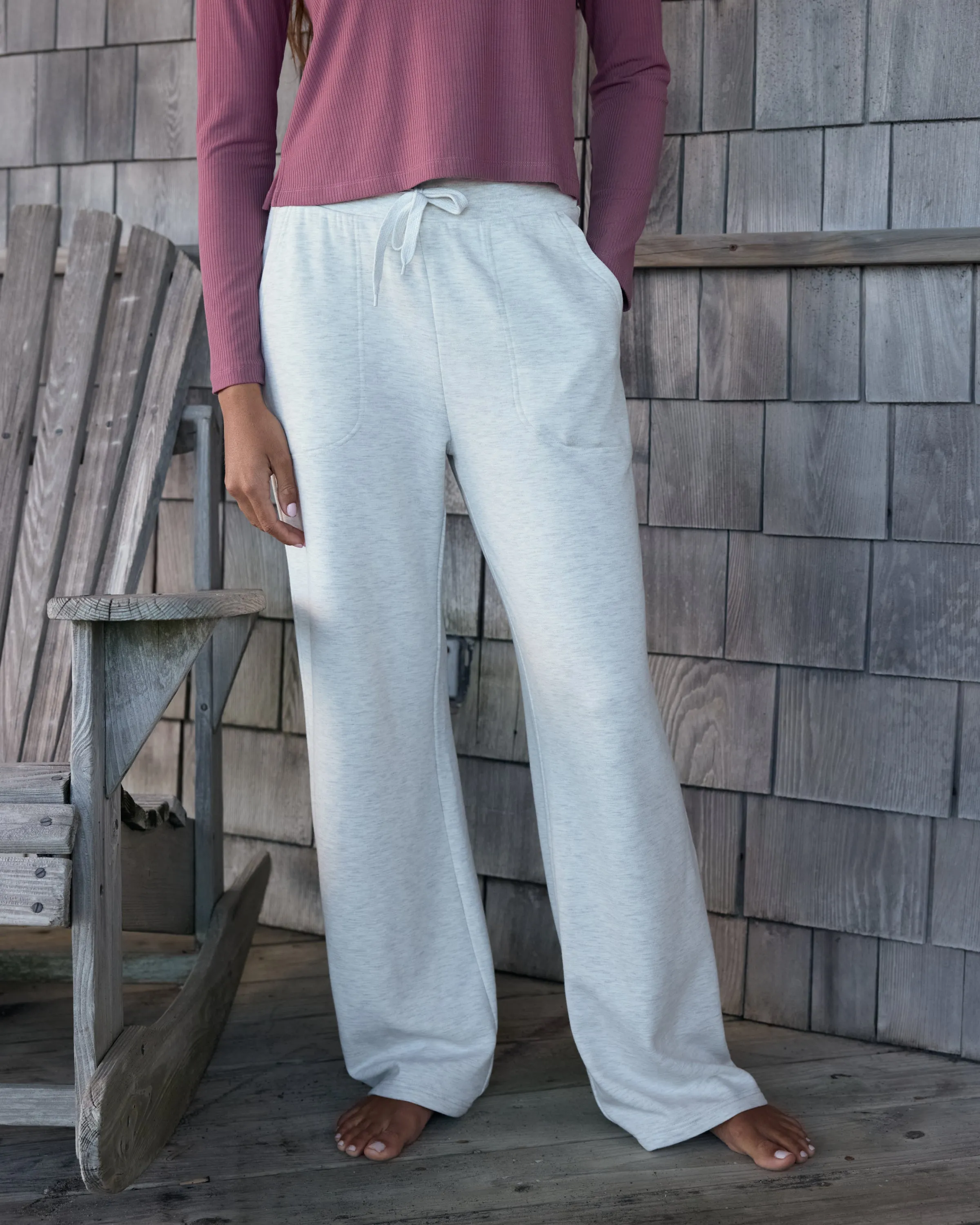 Women's Bamboo Lightweight Fleece Wide Leg Pant - Fossil sold by Free Fly Apparel product image thumbnail 5