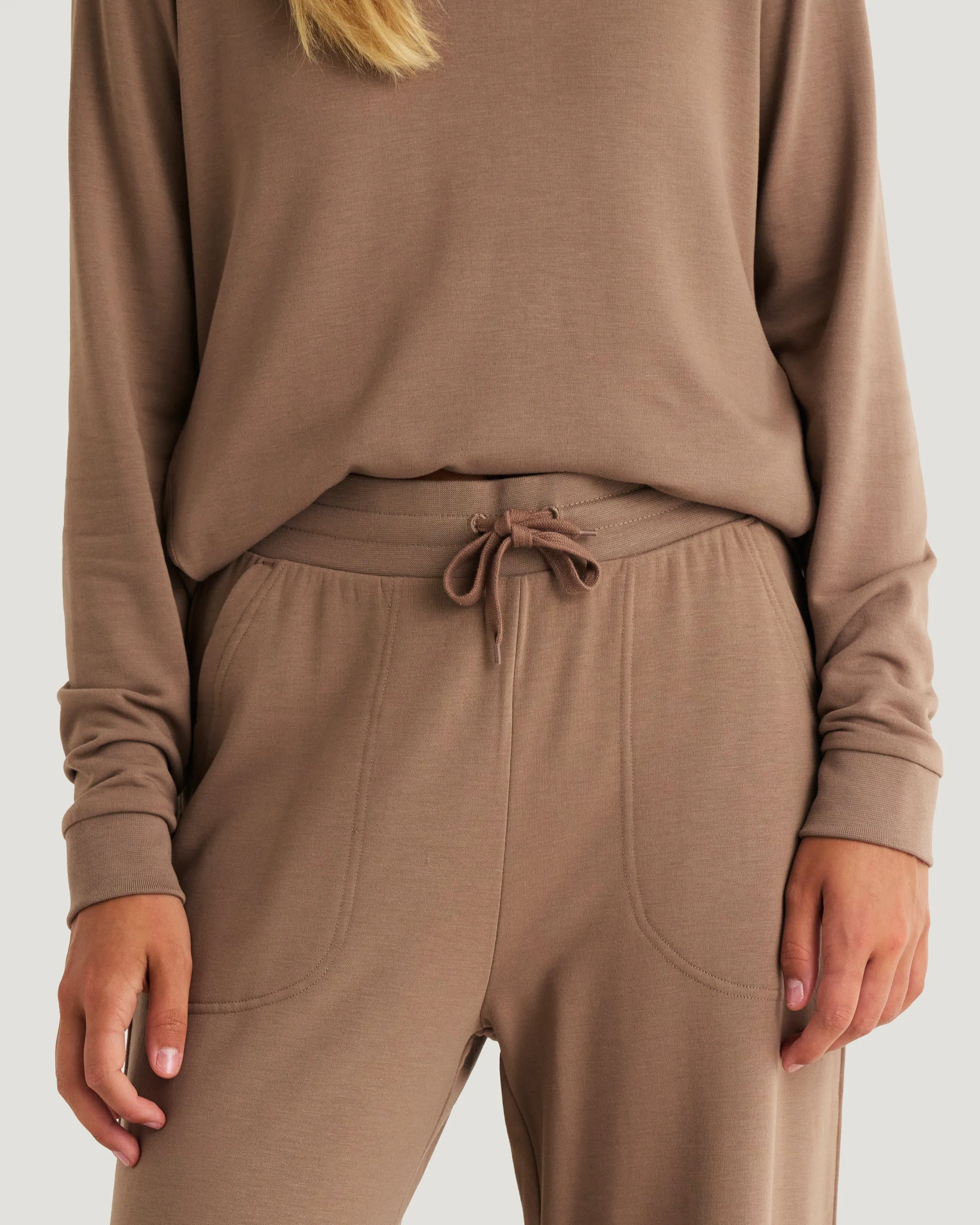Women's Bamboo Lightweight Fleece Wide Leg Pant - Fossil sold by Free Fly Apparel product image thumbnail 2