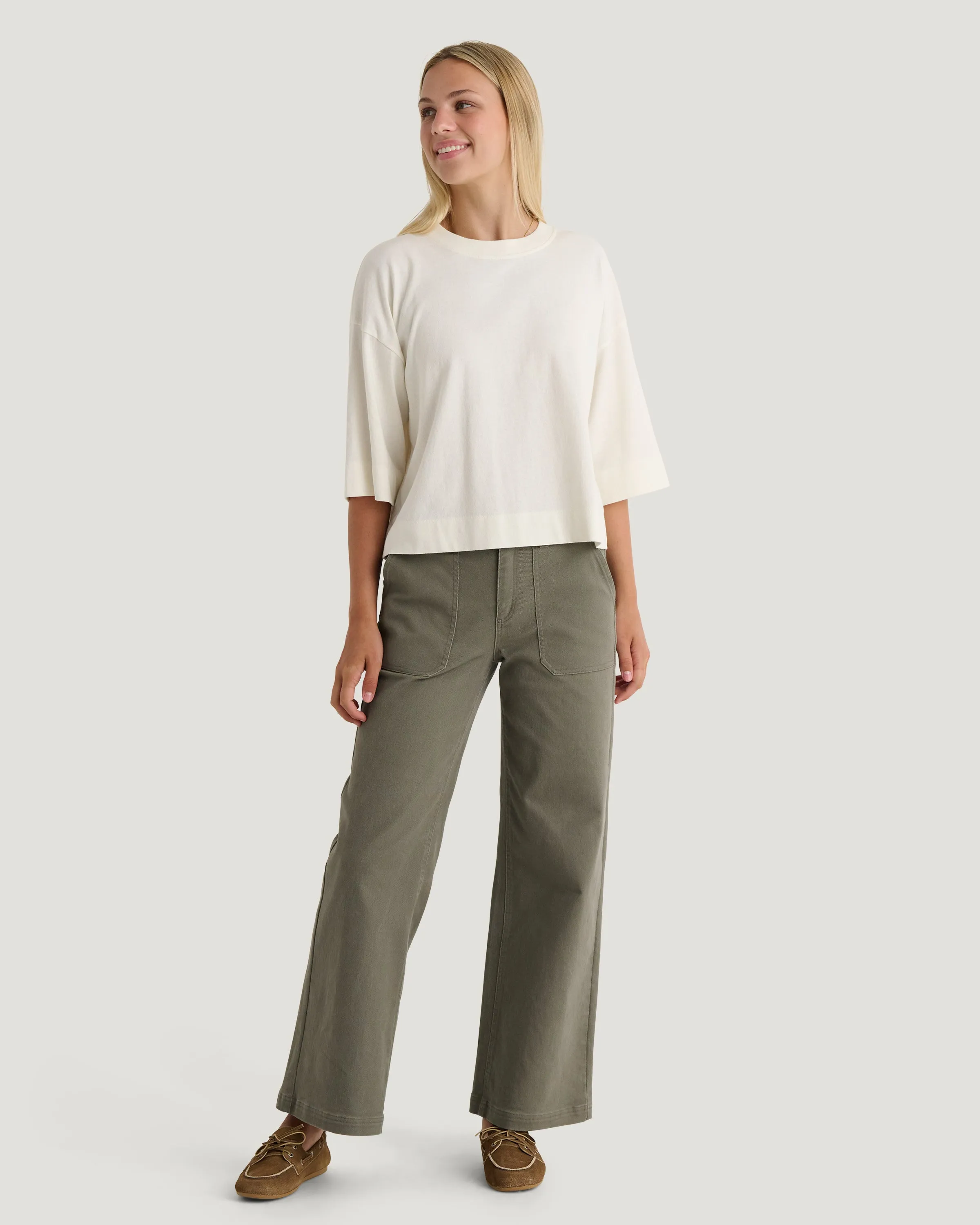 Women's Heavyweight Cotton Cropped Tee - Bone sold by Free Fly Apparel product image thumbnail 2
