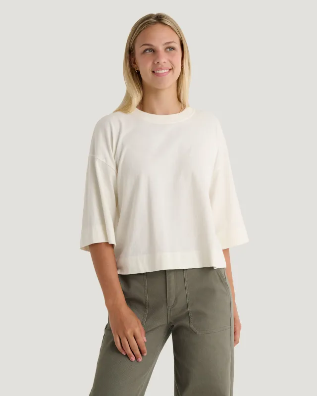 Women's Heavyweight Cotton Cropped Tee - Bone made by Free Fly Apparel