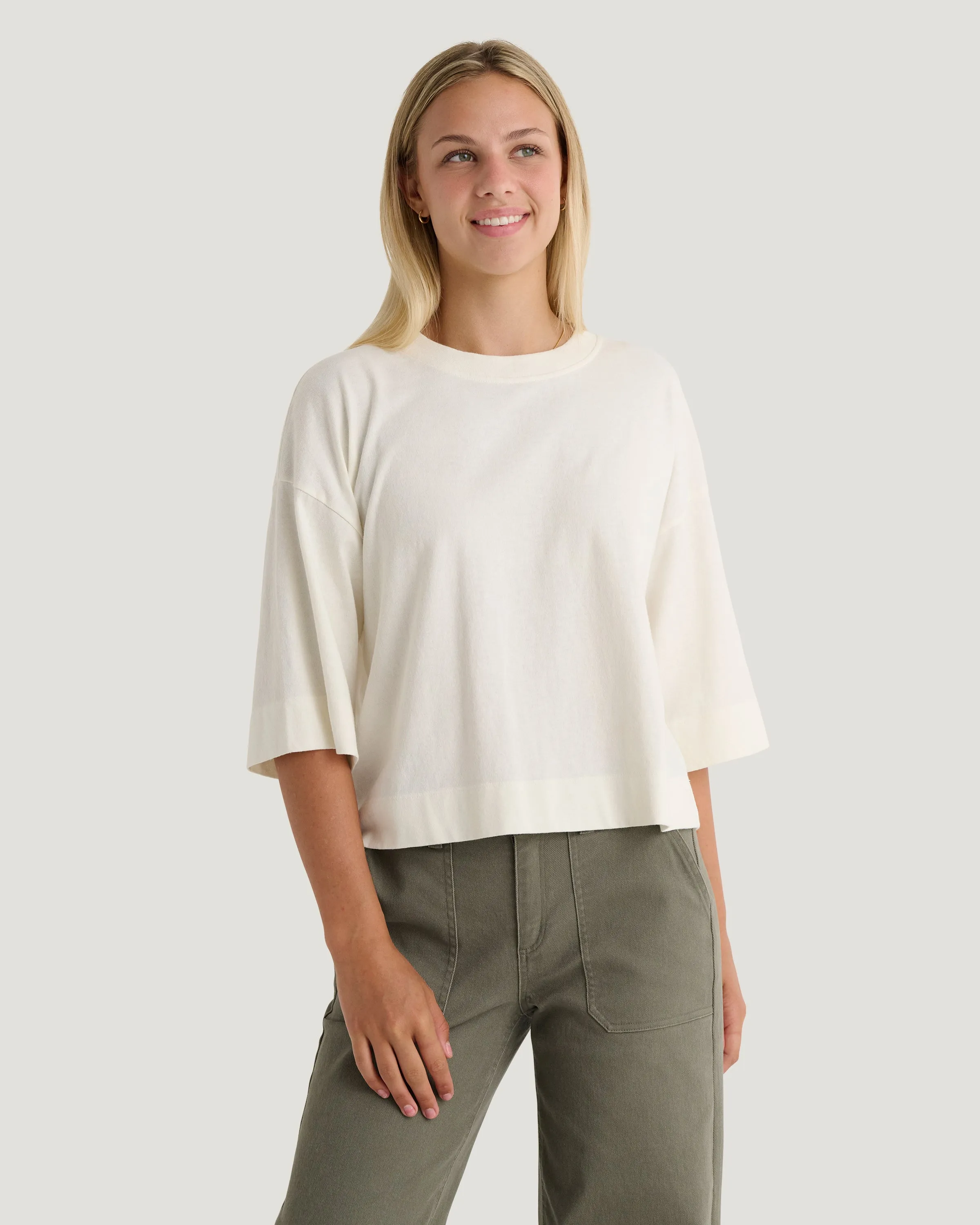Women's Heavyweight Cotton Cropped Tee - Bone sold by Free Fly Apparel