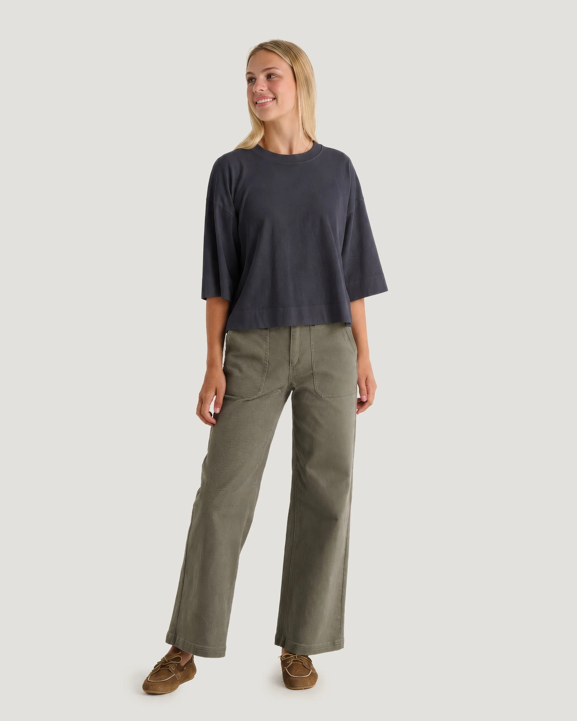 Women's Heavyweight Cotton Cropped Tee - Anthracite sold by Free Fly Apparel product image thumbnail 2