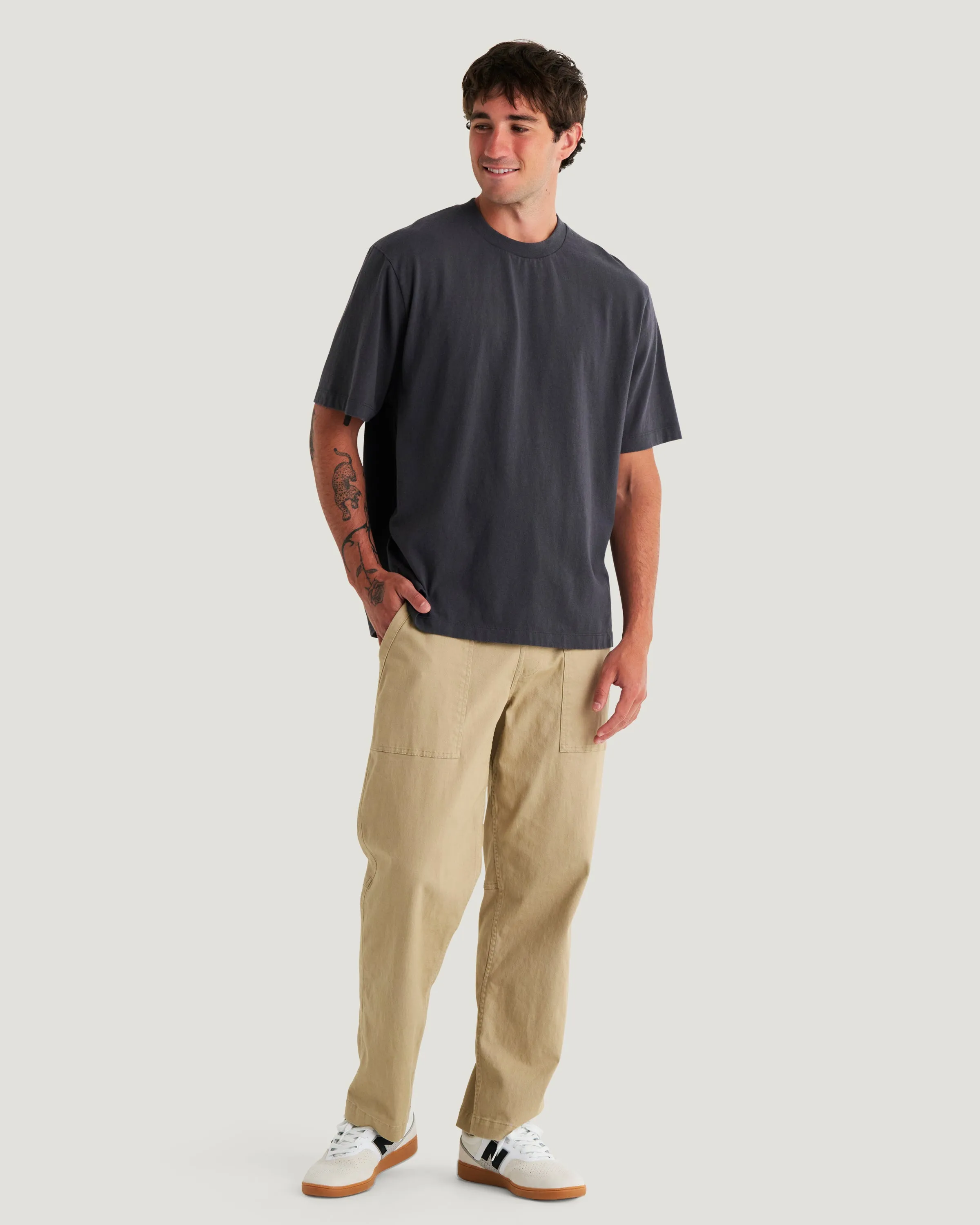 Men's Heavyweight Cotton Relaxed Tee - Anthracite sold by Free Fly Apparel product image thumbnail 4