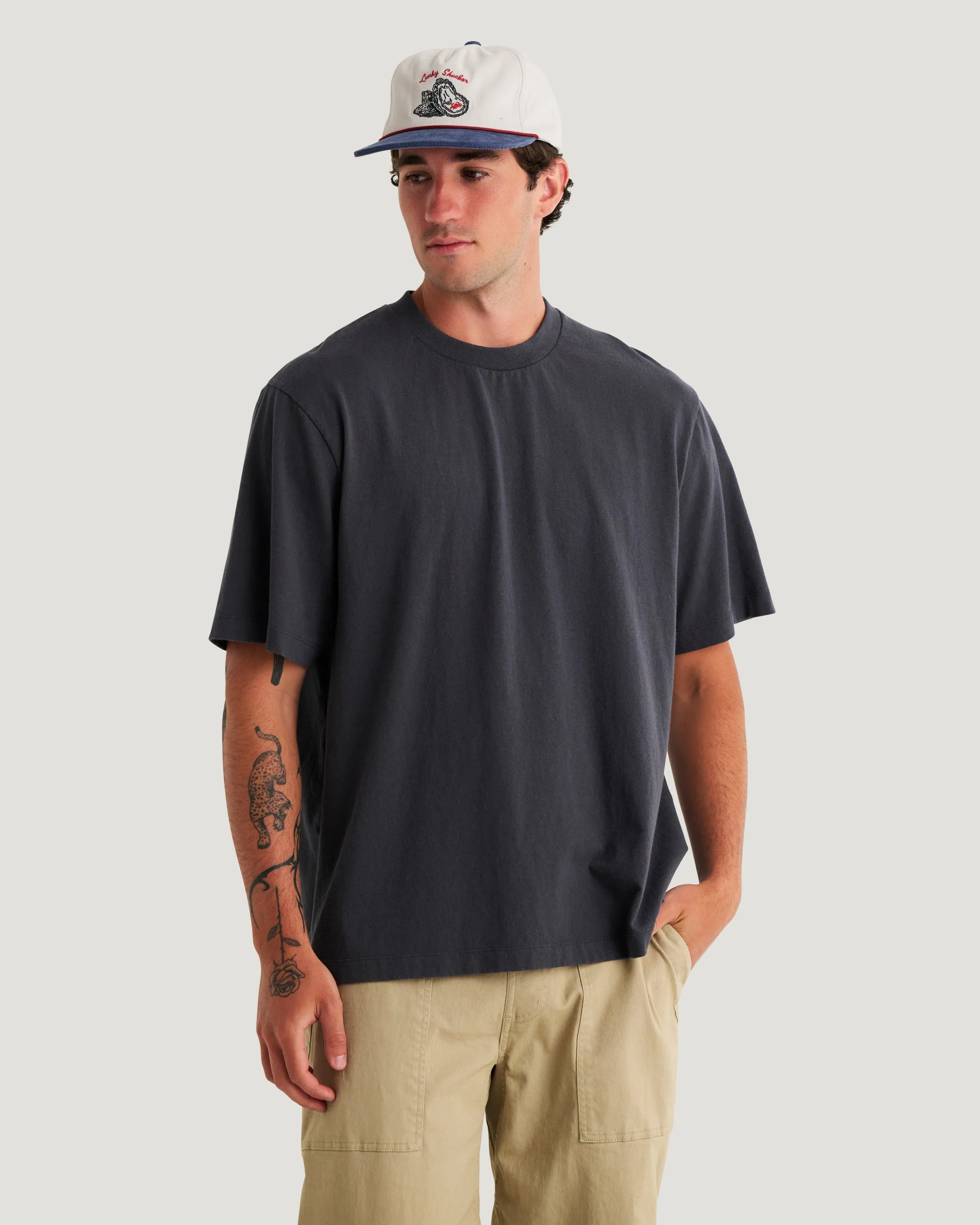 Men's Heavyweight Cotton Relaxed Tee - Anthracite sold by Free Fly Apparel