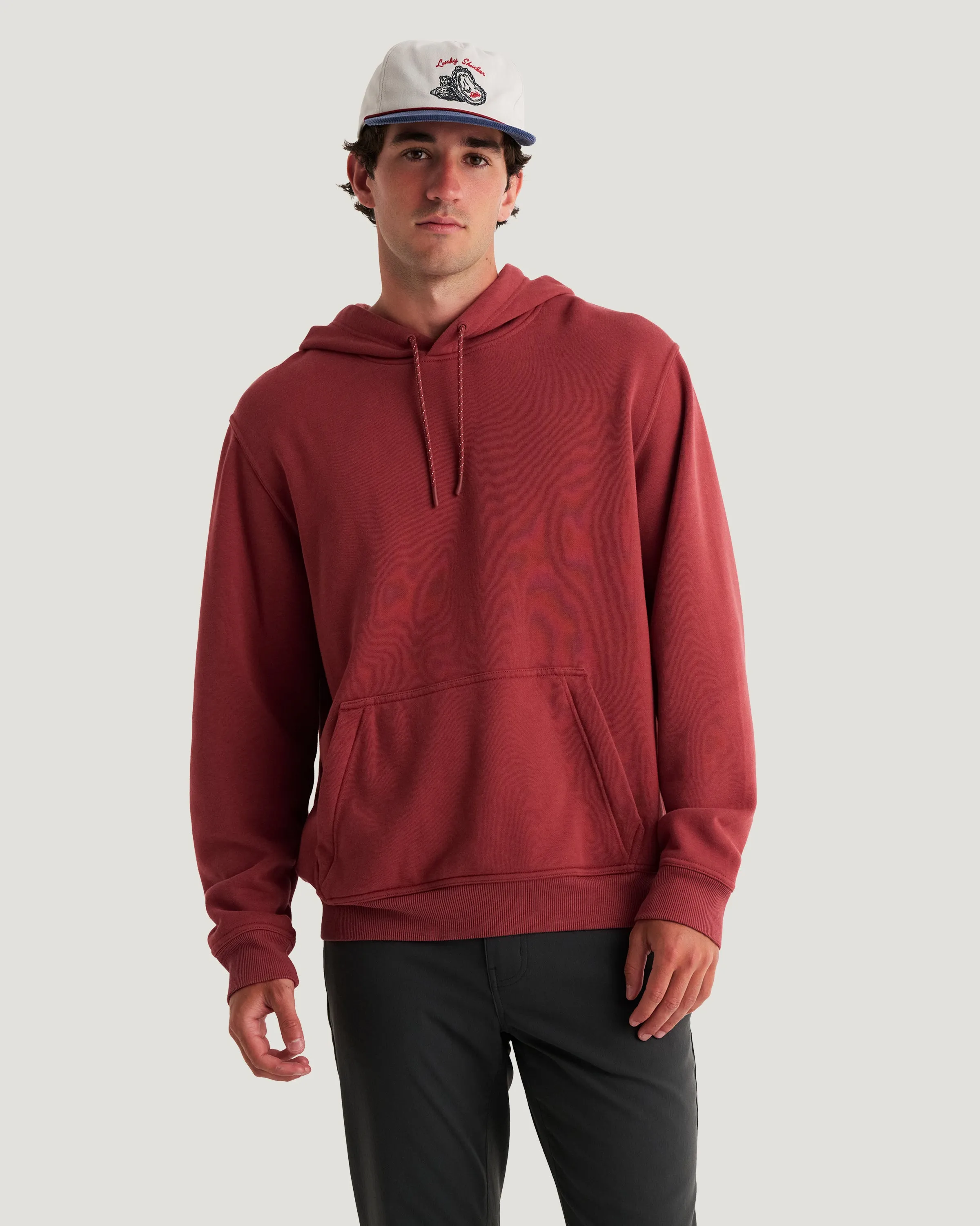 Men's Bamboo Northcoast Fleece Pullover Hoodie - Red Currant sold by Free Fly Apparel