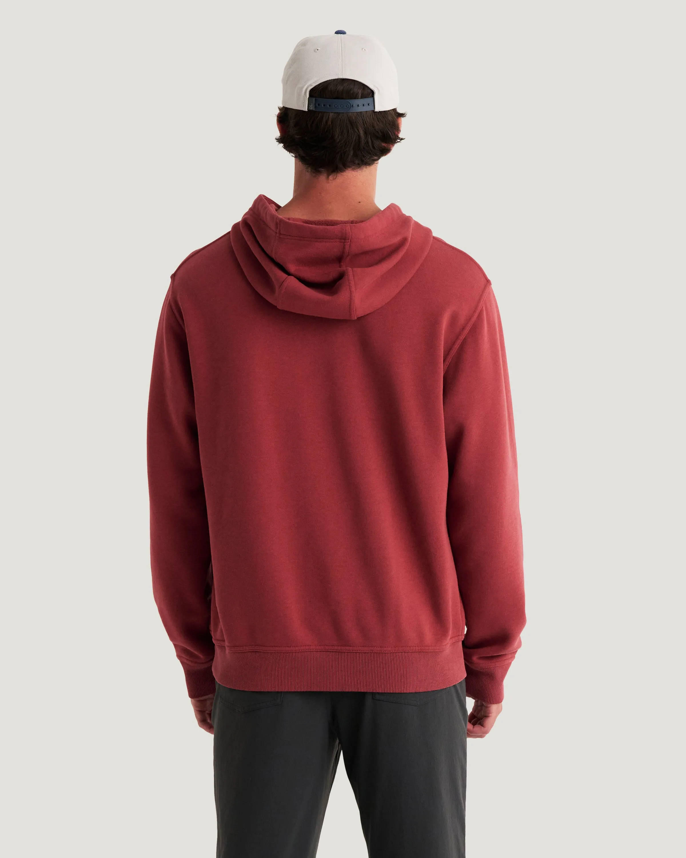 Men's Bamboo Northcoast Fleece Pullover Hoodie - Red Currant sold by Free Fly Apparel product image thumbnail 3