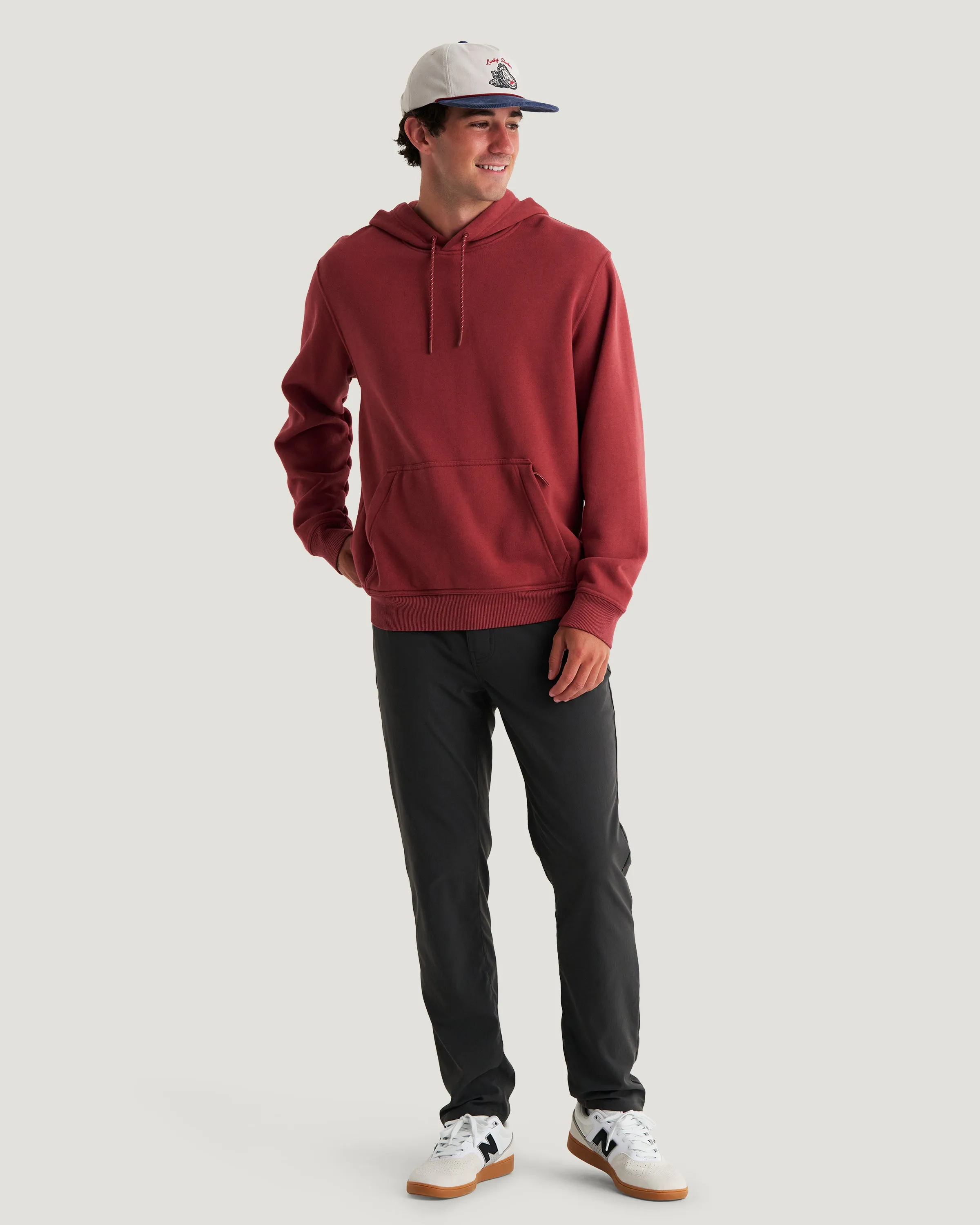 Men's Bamboo Northcoast Fleece Pullover Hoodie - Red Currant sold by Free Fly Apparel product image thumbnail 4