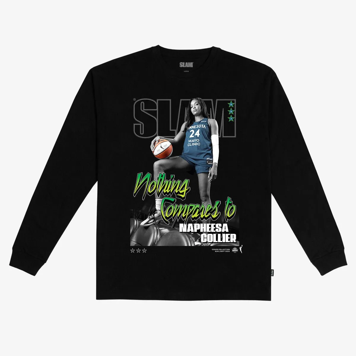 SLAM Cover L/S Tee - Napheesa Collier (SLAM 257) (Black and White Edition) sold by SLAM Goods