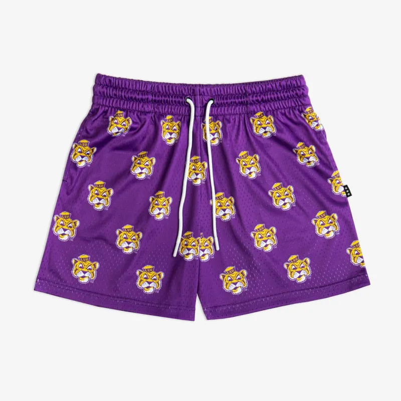 LSU All-Over Logo Shorts sold by SLAM Goods