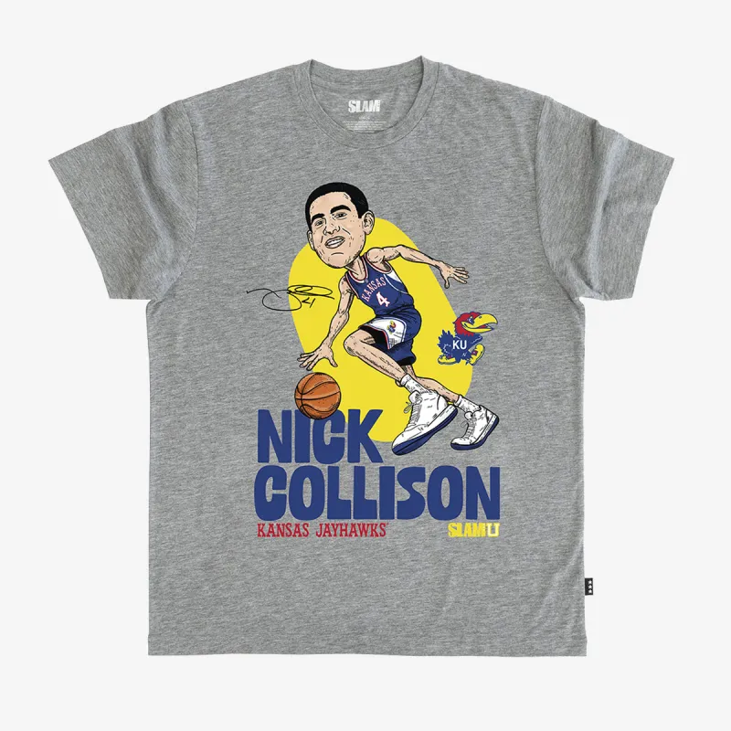 SLAMU Caricature Heritage Tee - Nick Collison (Kansas) made by Slam