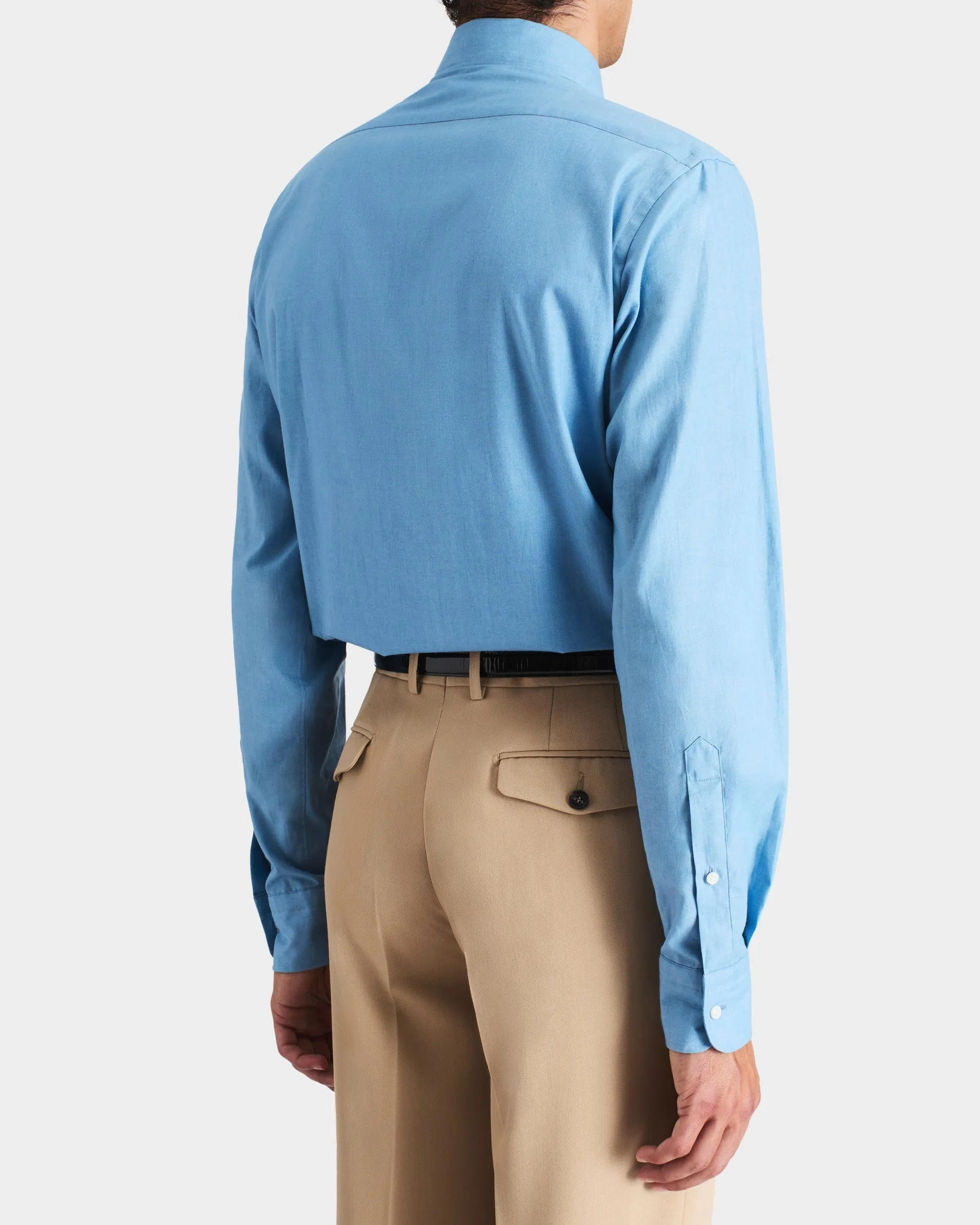 WIDE COLLAR SHIRT IN COTTON CHAMBRAY - BLUE sold by Husbands Paris product image thumbnail 3